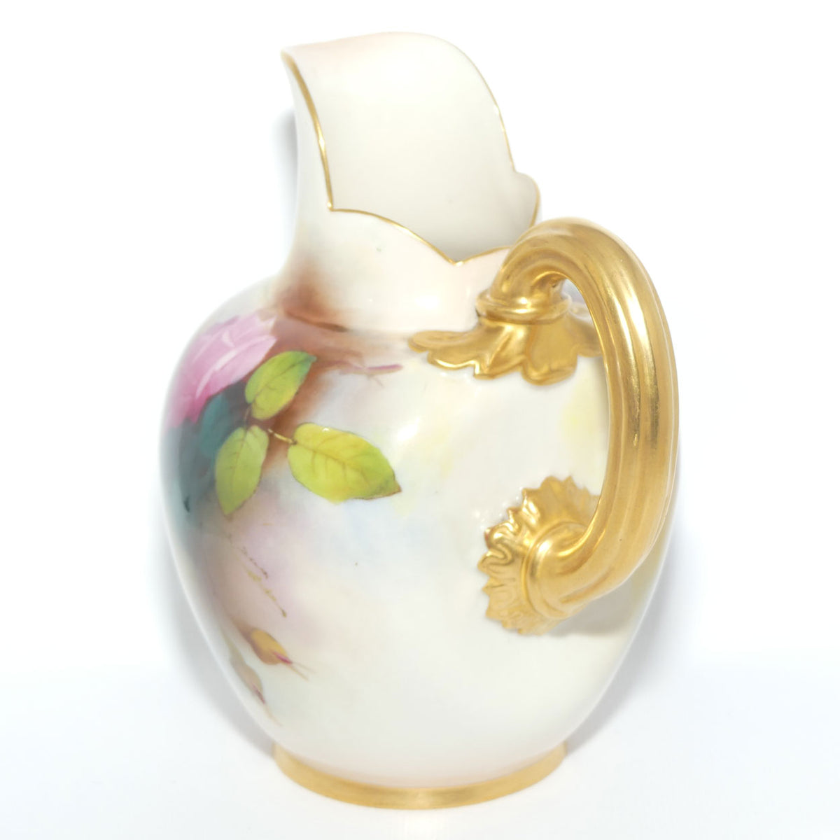 Royal Worcester hand painted Hadley Roses flatback jug