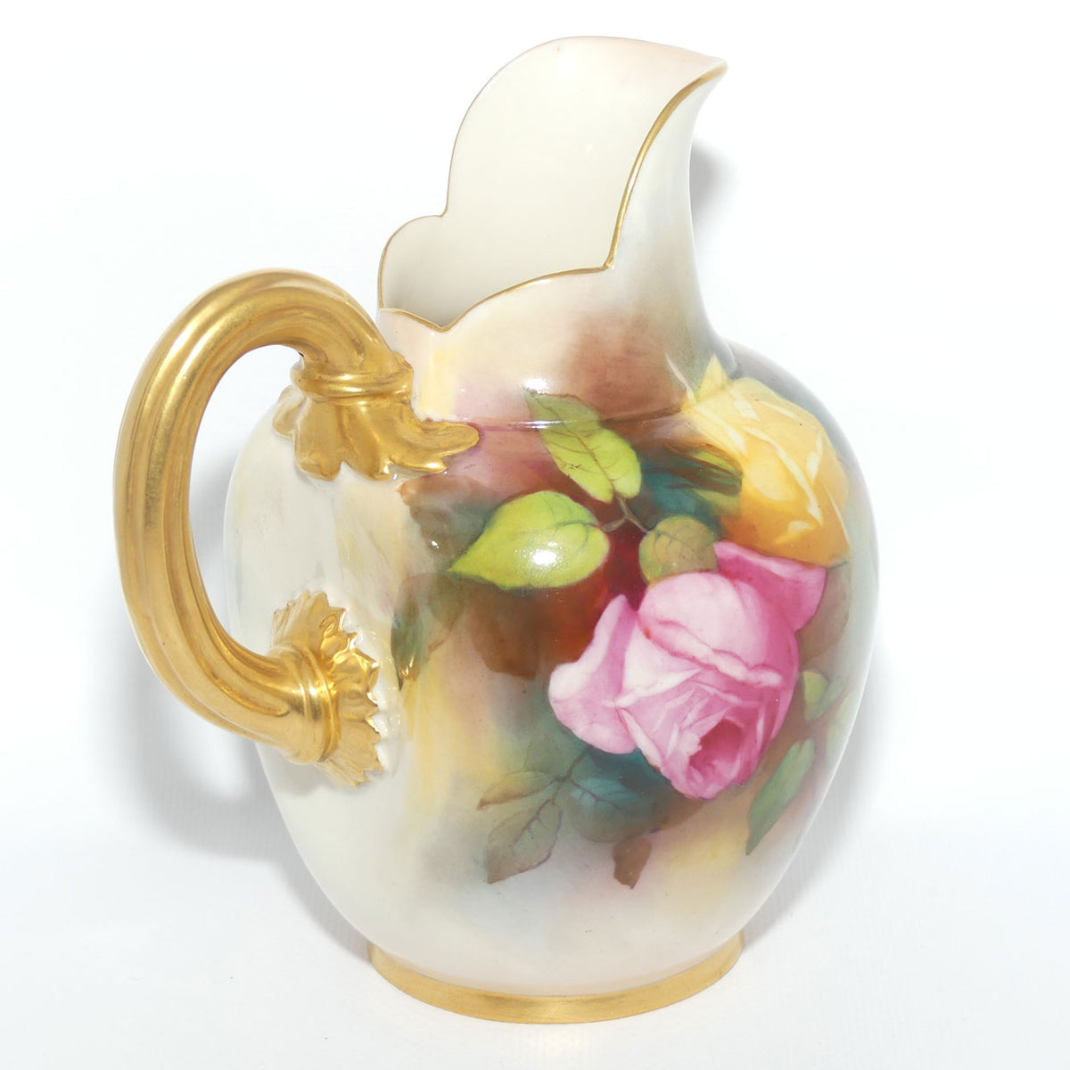Royal Worcester hand painted Hadley Roses flatback jug