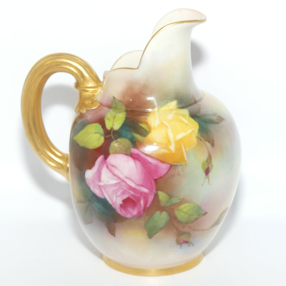 Royal Worcester hand painted Hadley Roses flatback jug