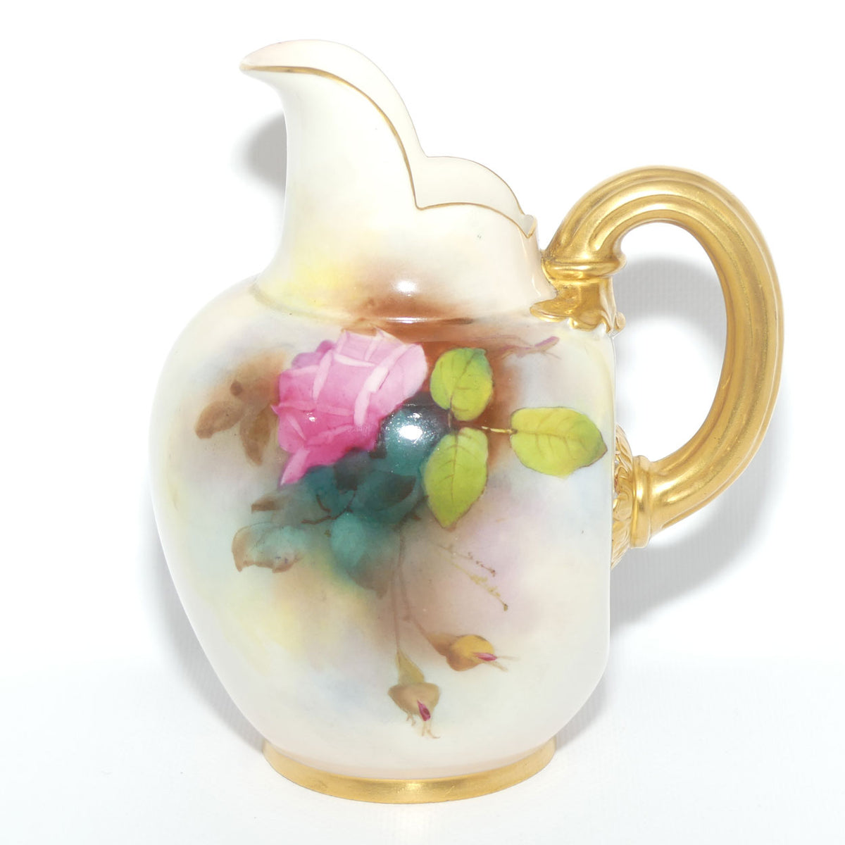Royal Worcester hand painted Hadley Roses flatback jug