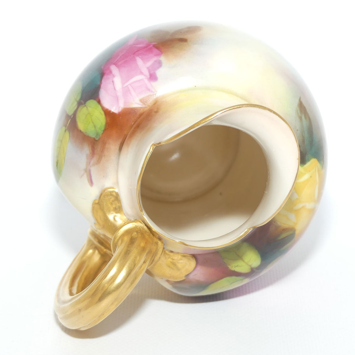 Royal Worcester hand painted Hadley Roses flatback jug