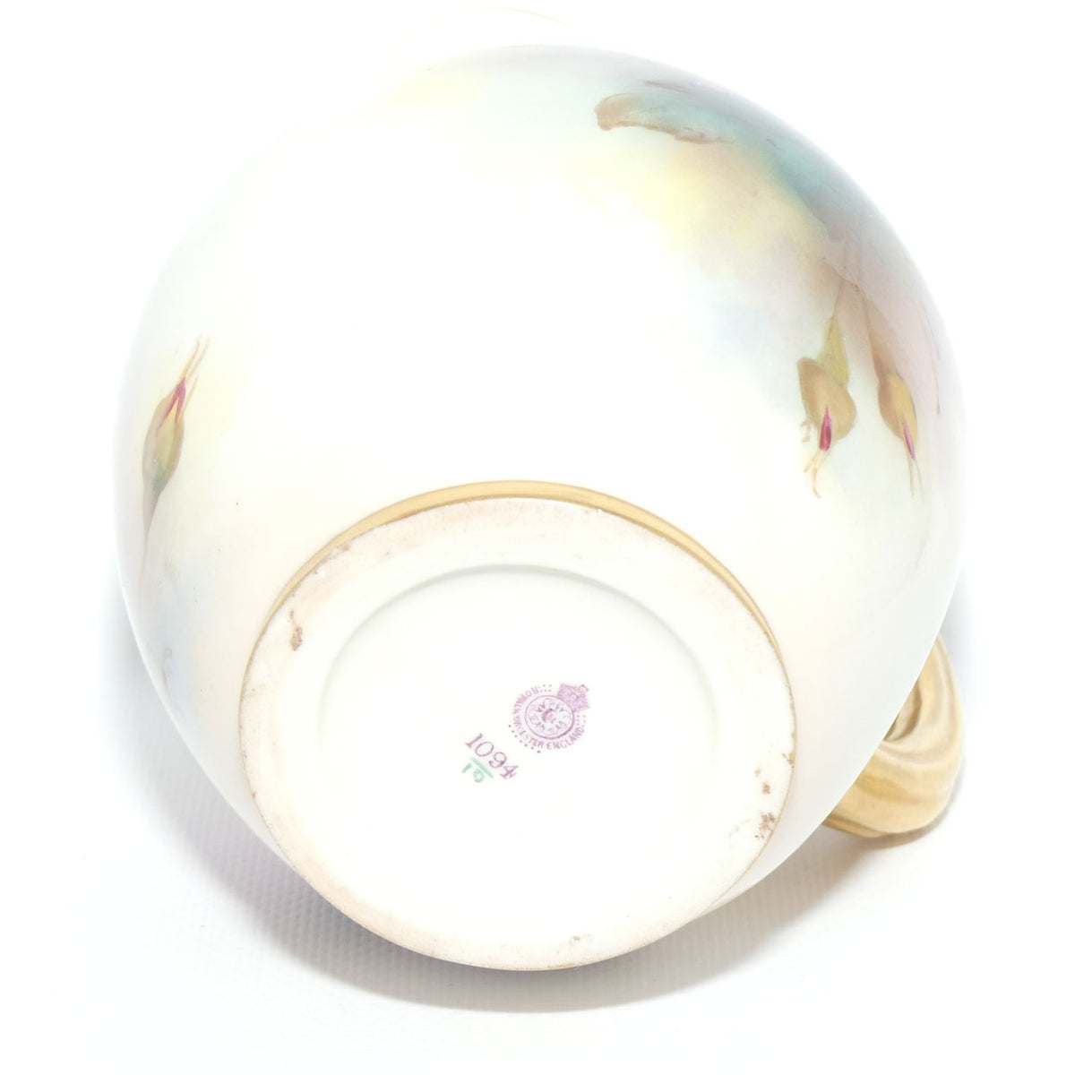 Royal Worcester hand painted Hadley Roses flatback jug
