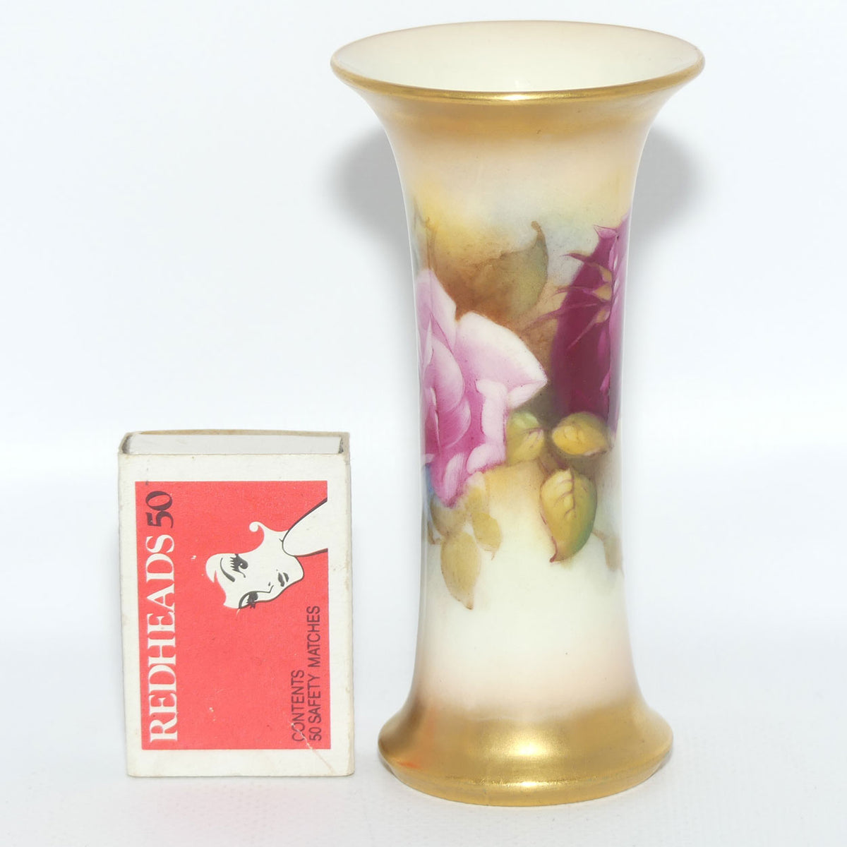 Royal Worcester hand painted roses small trumpet vase | Hunt |