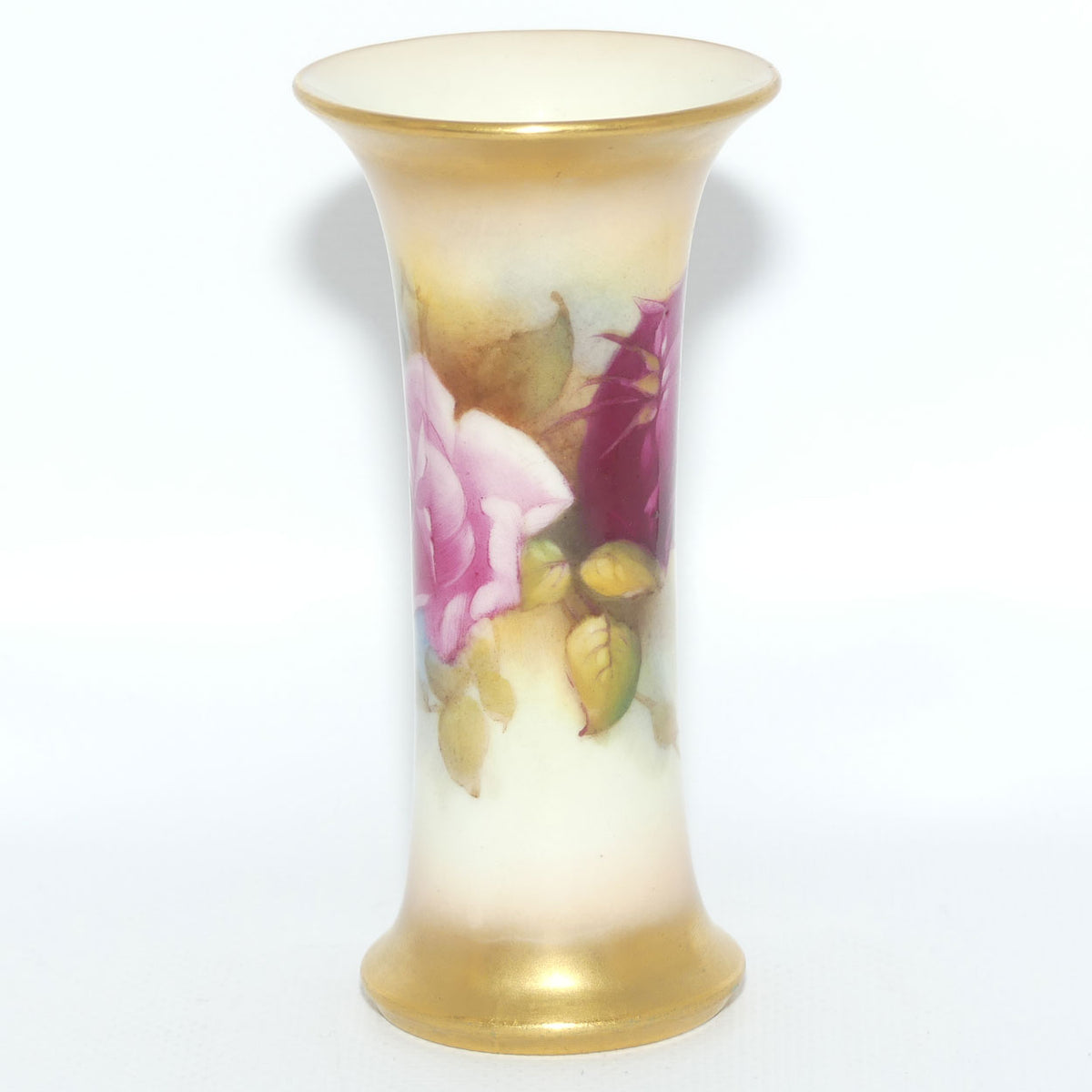 Royal Worcester hand painted roses small trumpet vase | Hunt |