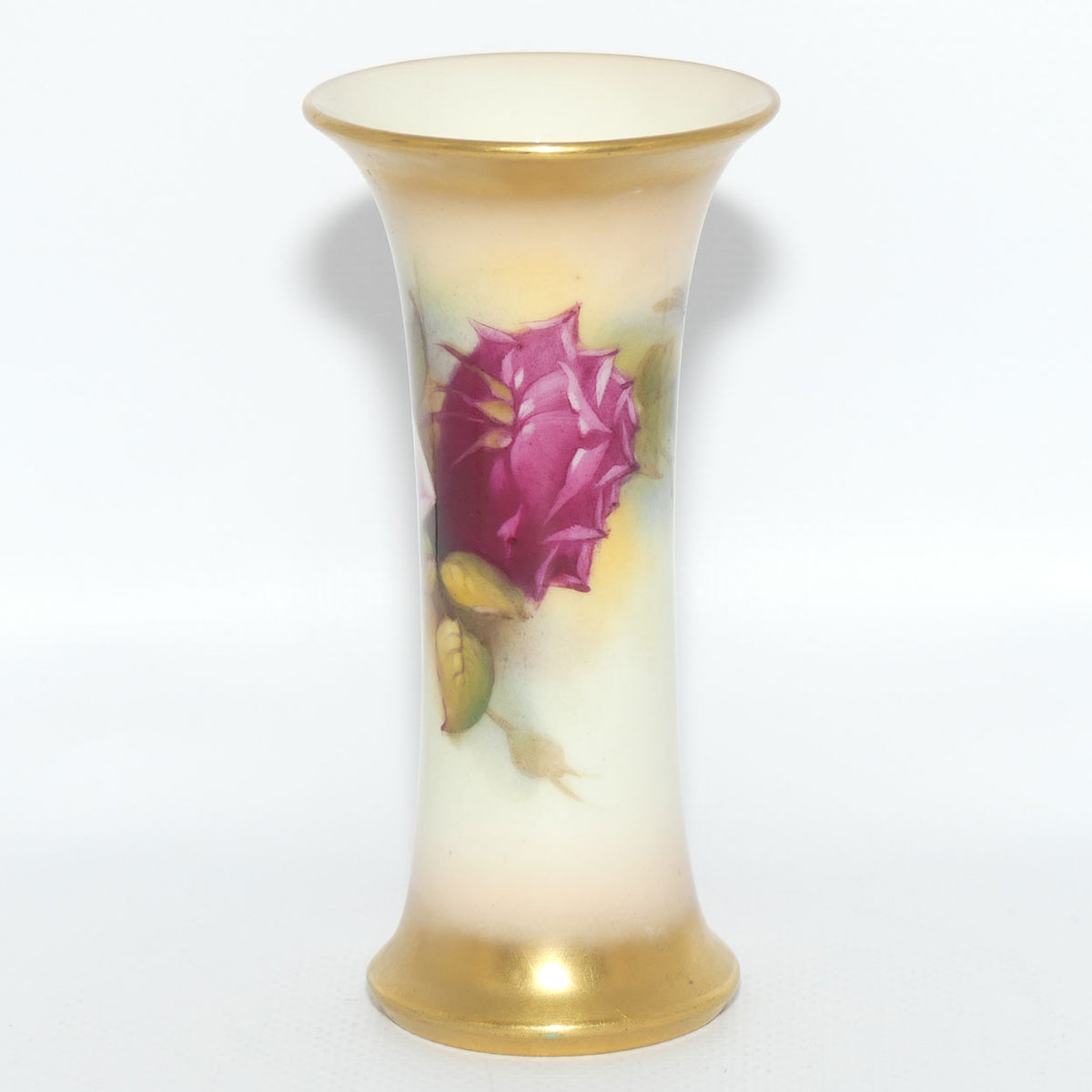 Royal Worcester hand painted roses small trumpet vase | Hunt |