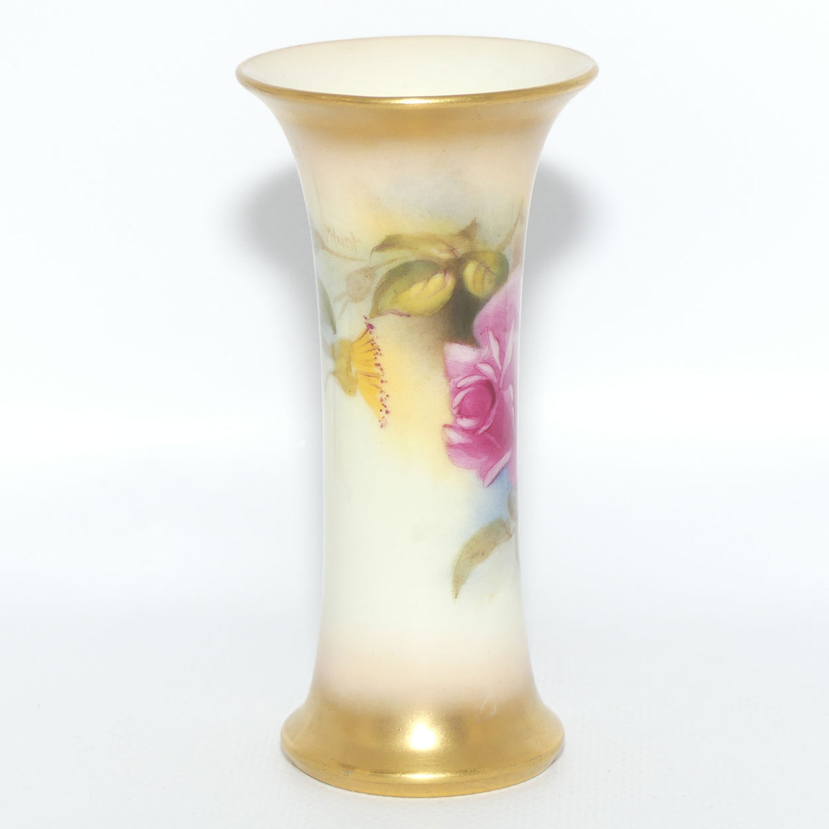 Royal Worcester hand painted roses small trumpet vase | Hunt |