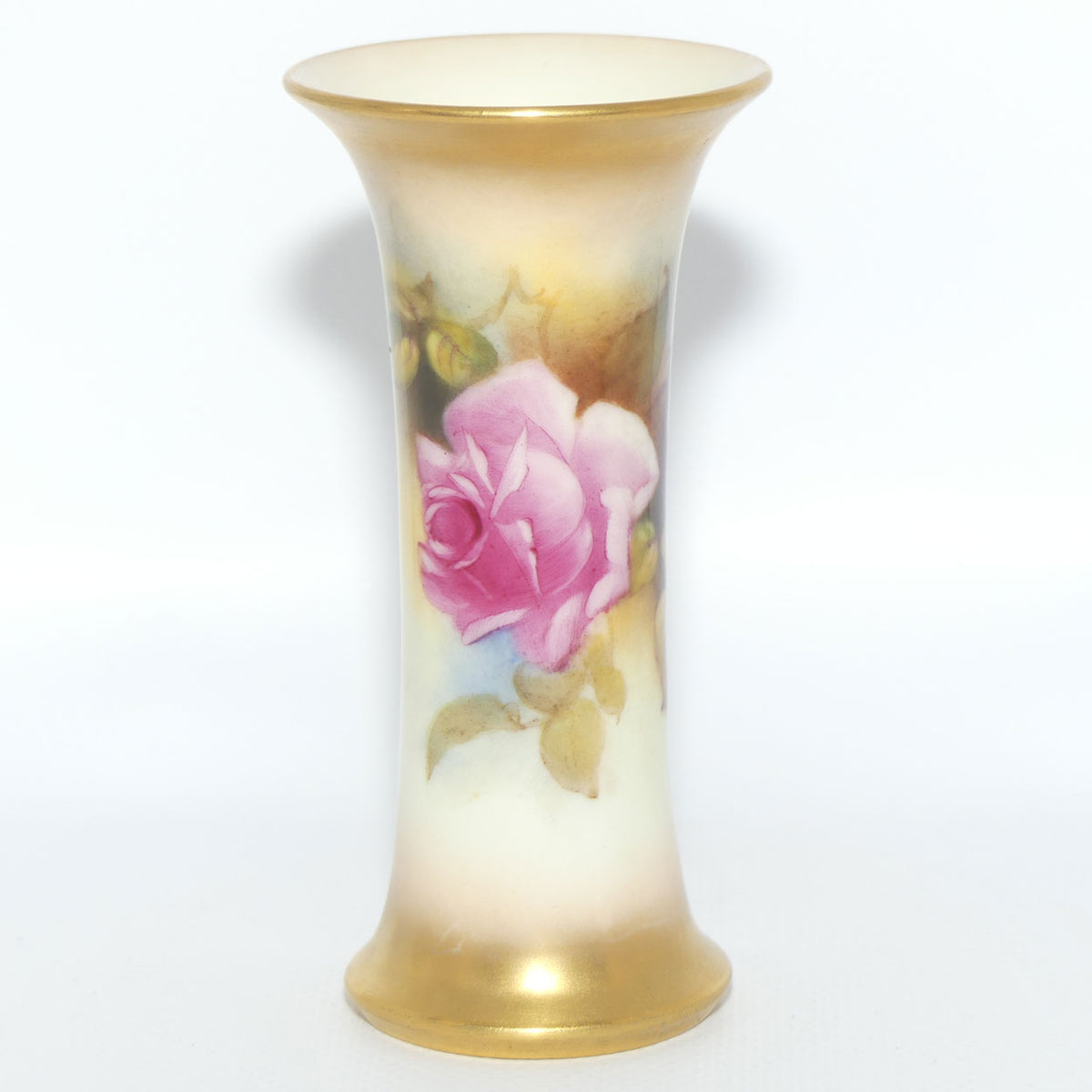 Royal Worcester hand painted roses small trumpet vase | Hunt |