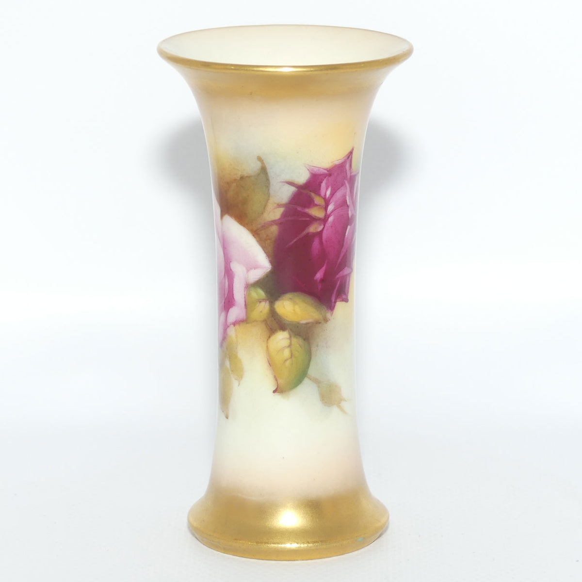 Royal Worcester hand painted roses small trumpet vase | Hunt |