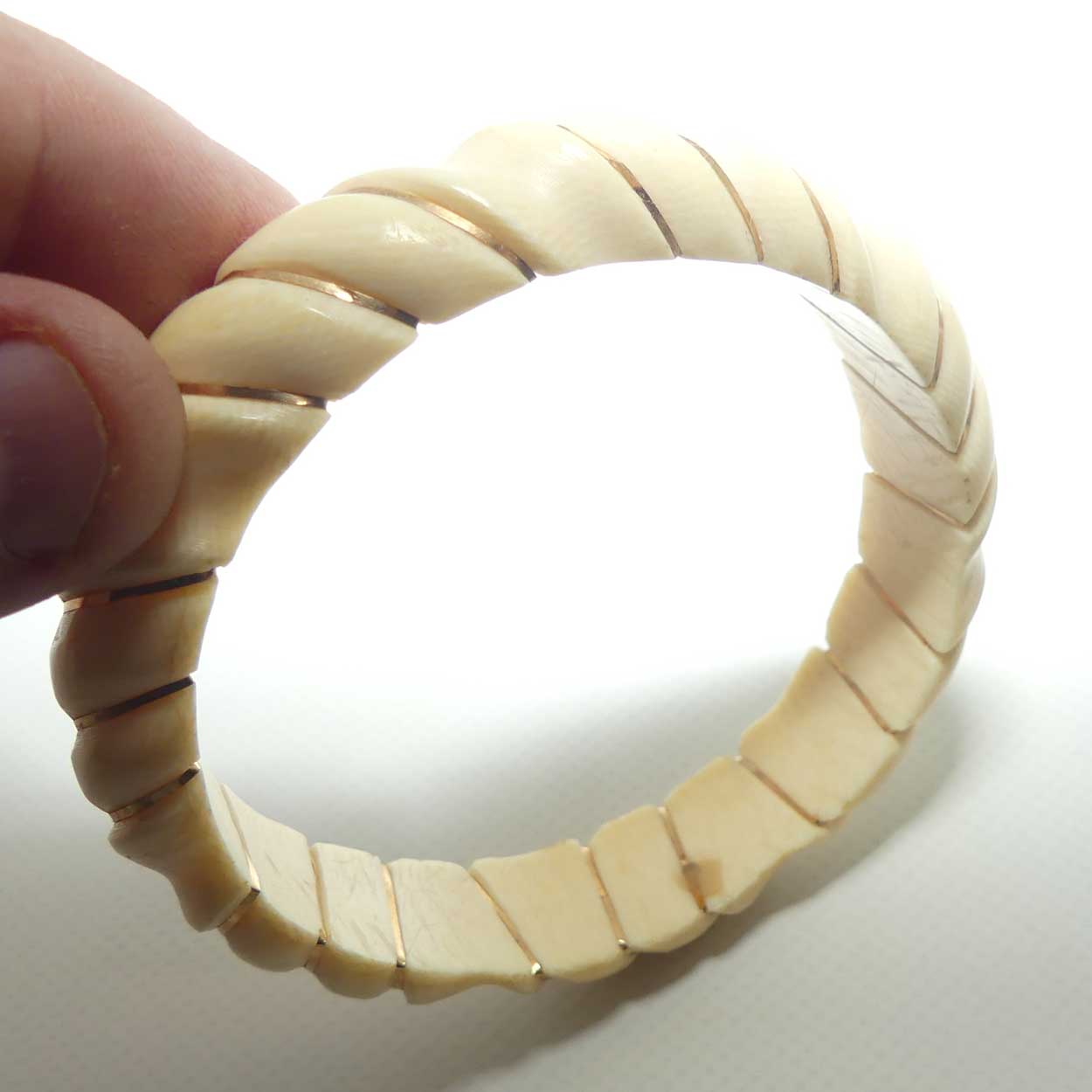Very Heavy Antique Ivory Twist design Ladies Bangle | Oval Shape | 17mm thick
