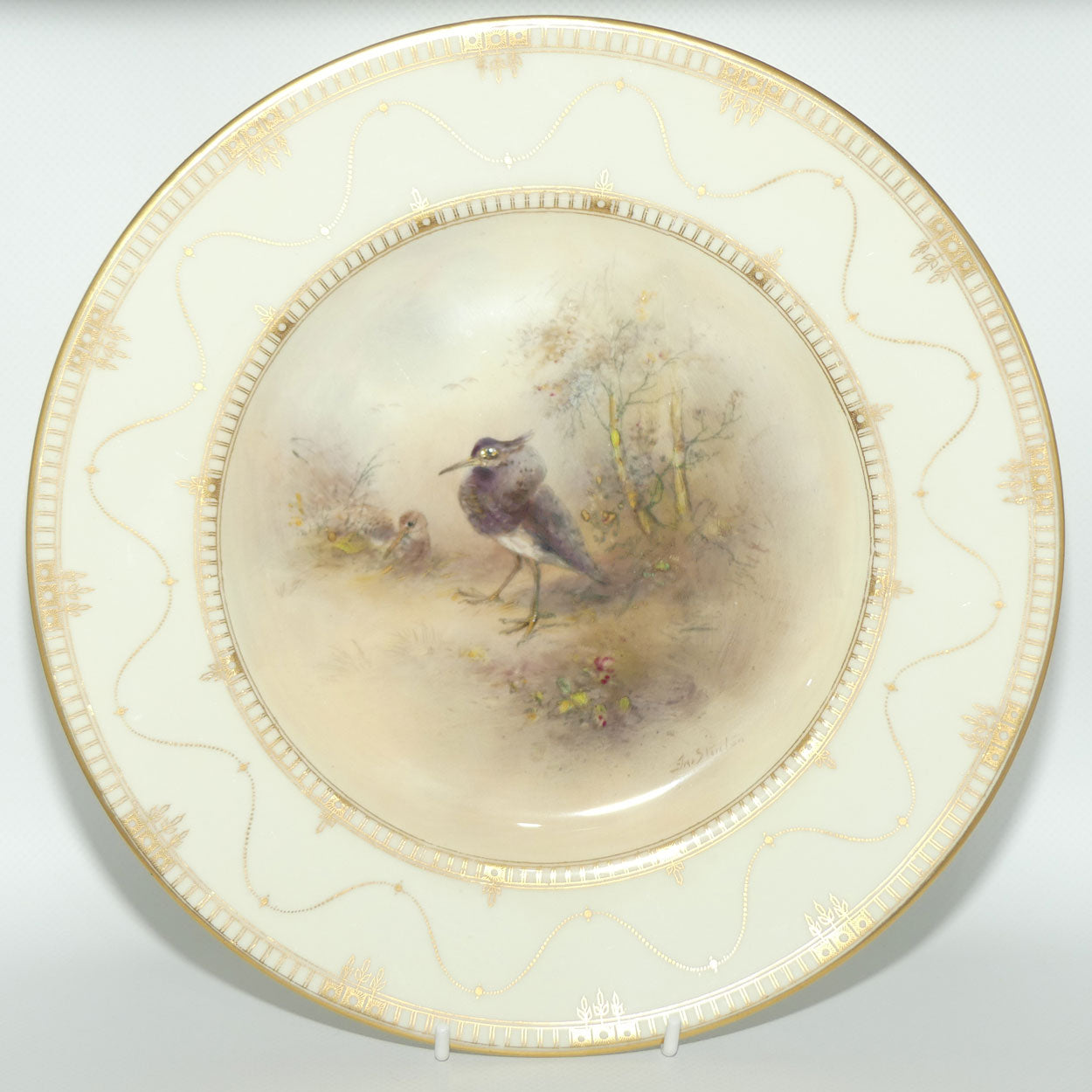 Royal Worcester hand painted Game Birds Ruff plate (JAS Stinton)