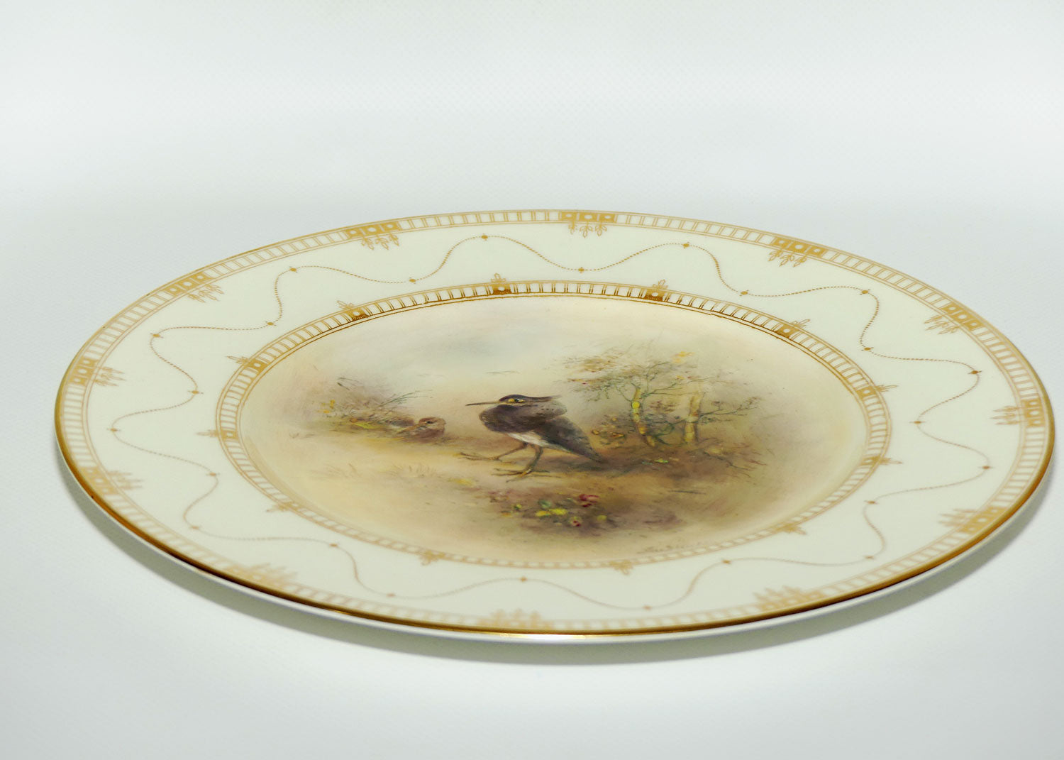 Royal Worcester hand painted Game Birds Ruff plate (JAS Stinton)