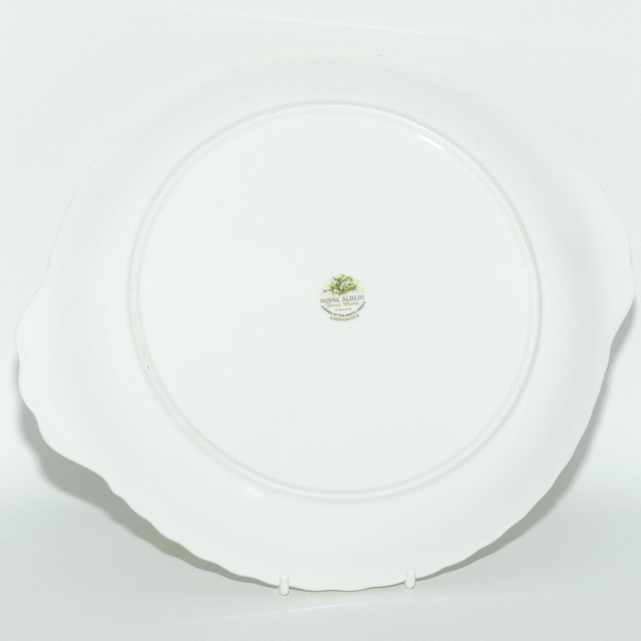 Royal Albert Bone China England | Flower of the Month series | #1 | January Snowdrops tab handle cake plate