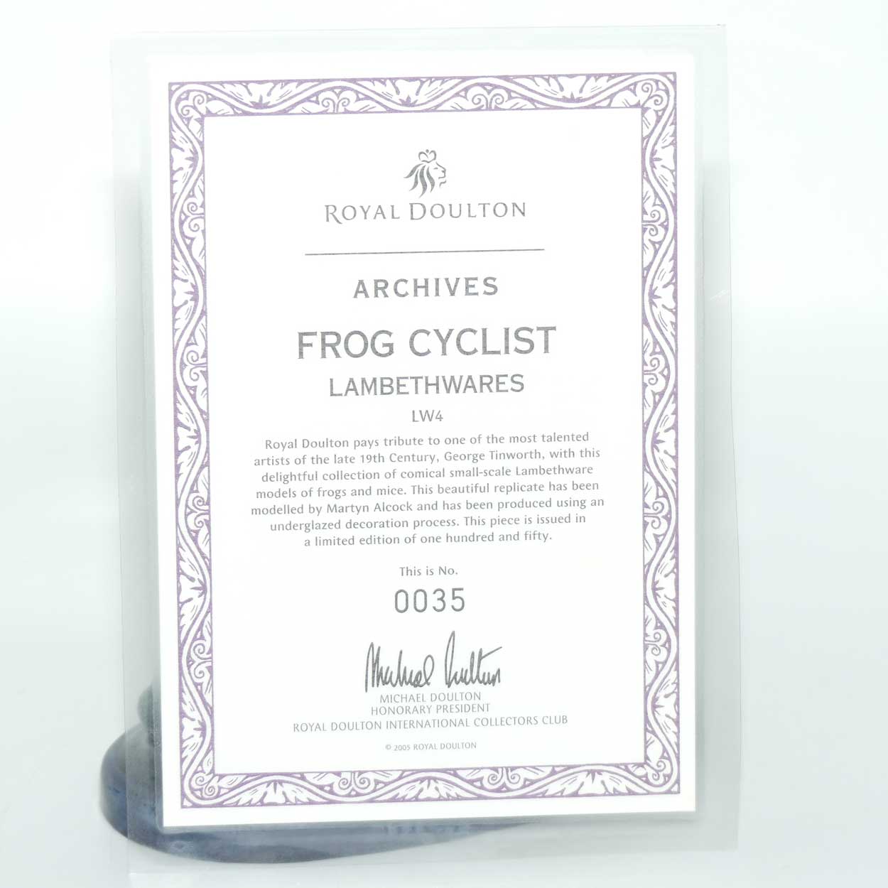 LW4 Royal Doulton Archives Lambethwares Frog Cyclist | LE 35/150