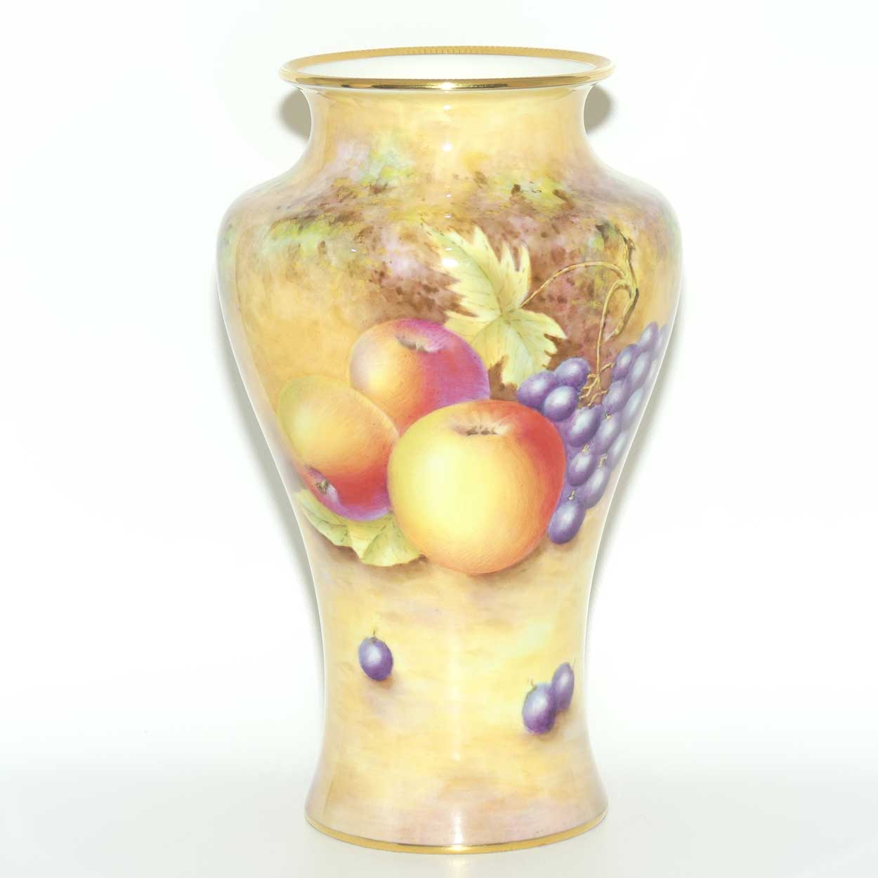 Royal Worcester hand painted Fruit Waisted shape tall vase | Shape 2195 | signed Leaman