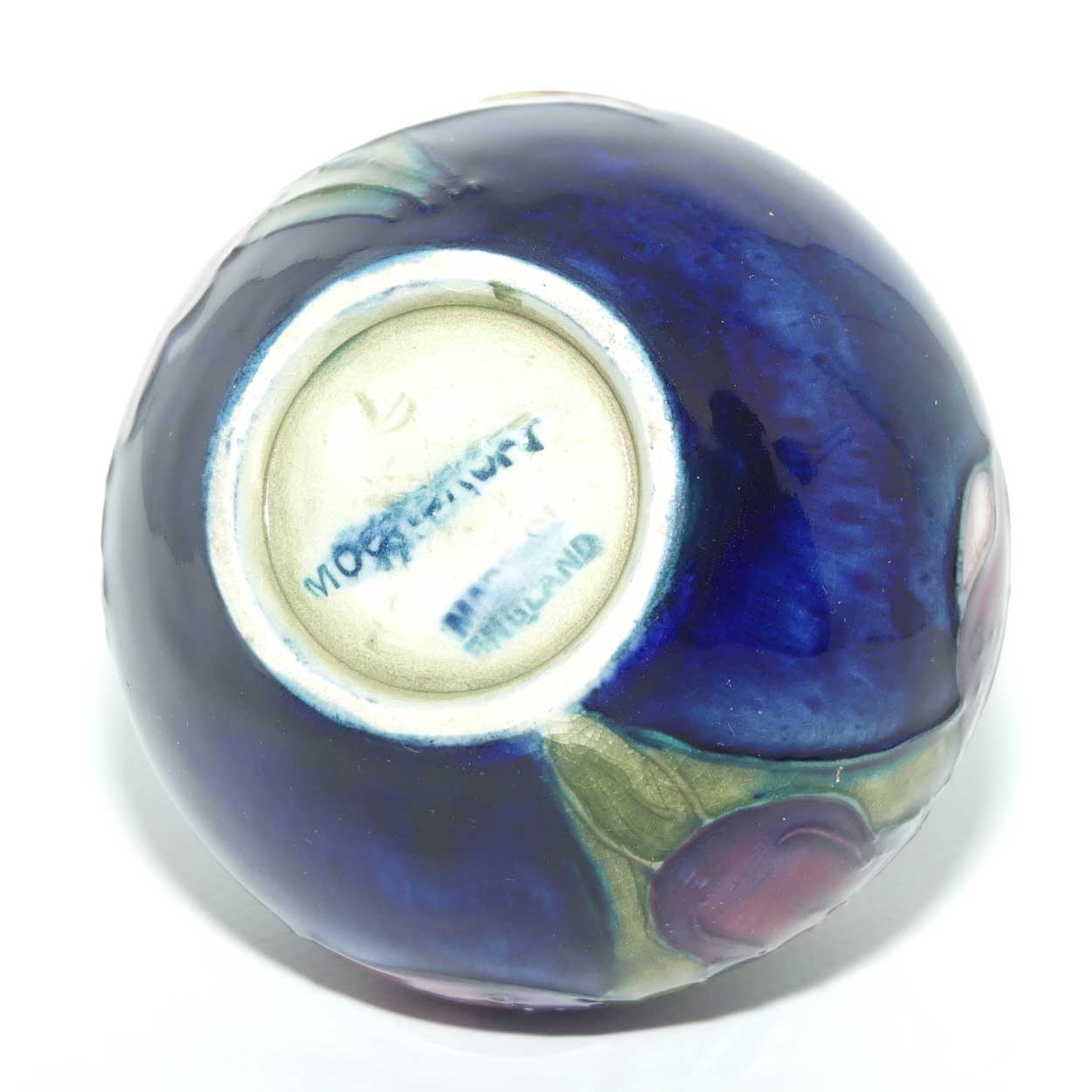 Walter Moorcroft Orchid on Blue Ground vase | miniature round shape