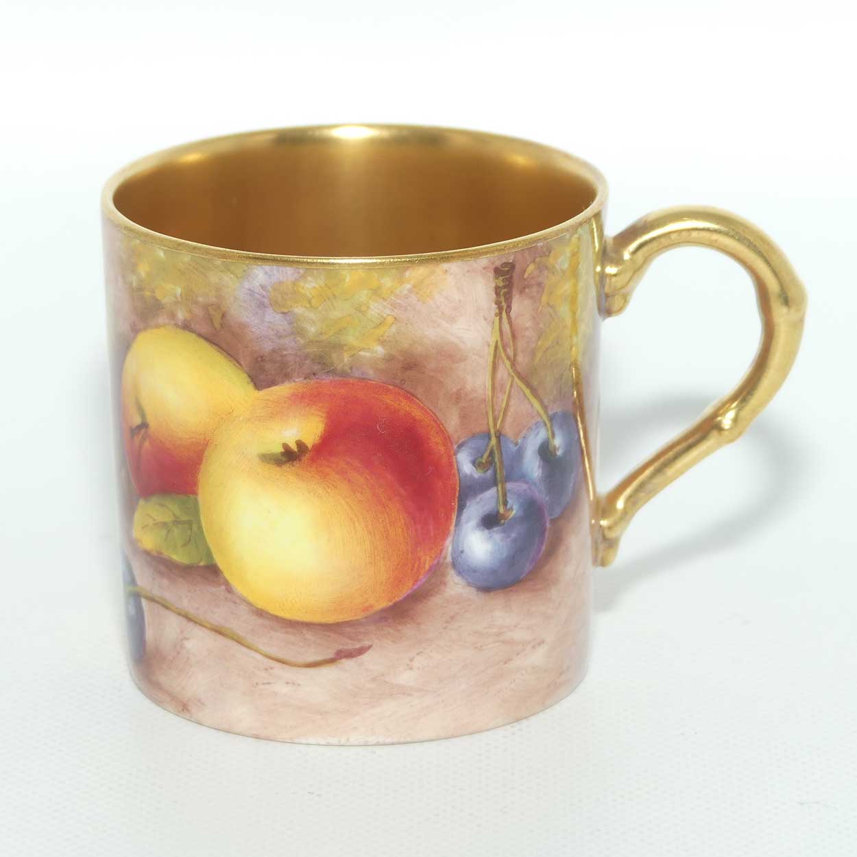 Royal Worcester hand painted Fruit coffee can duo | Maybury