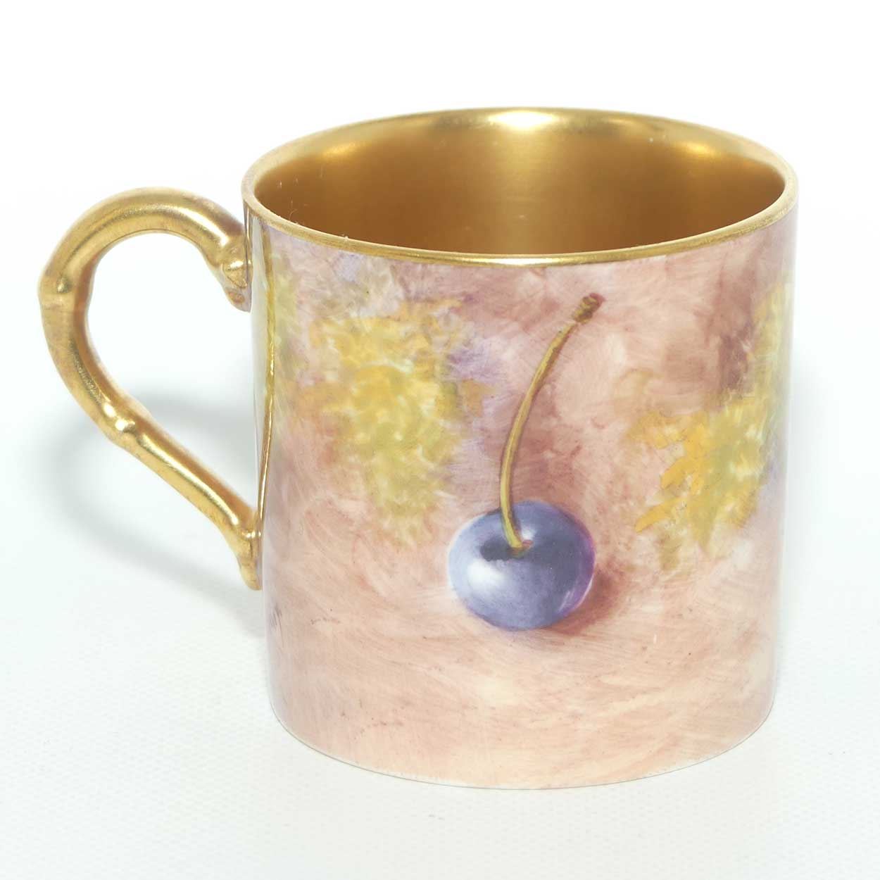 Royal Worcester hand painted Fruit coffee can duo | Maybury