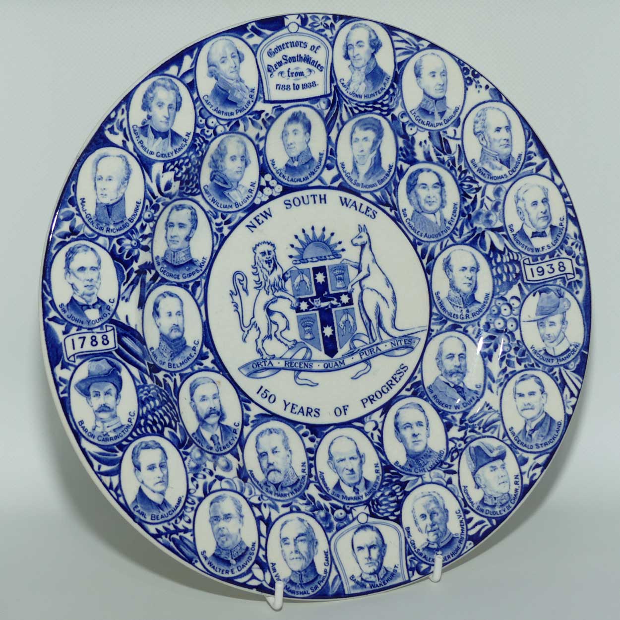 Wood and Sons | One Hundred and Fiftieth Anniversary of New South Wales plate | Governor's of NSW 1788 - 1938