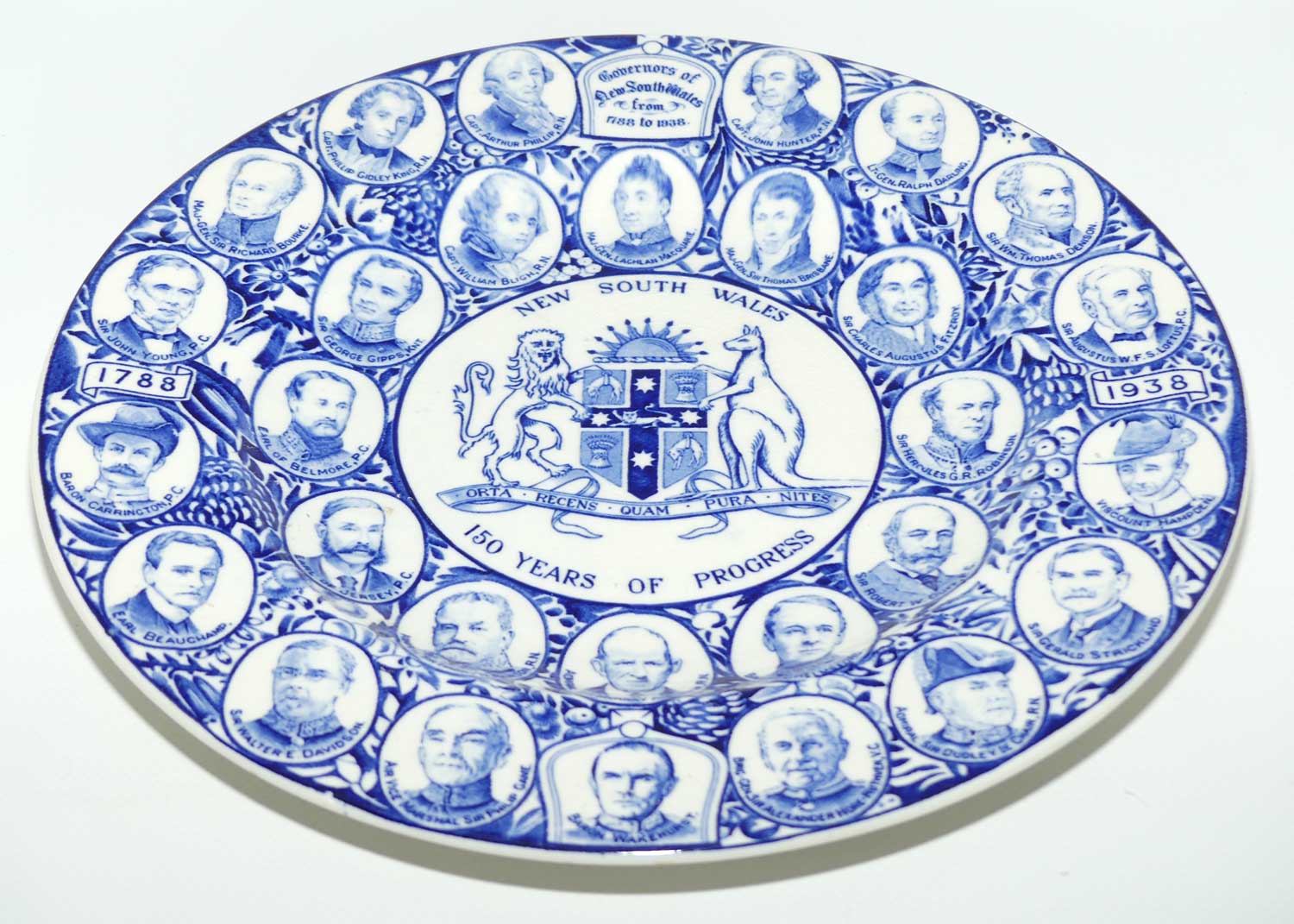 Wood and Sons | One Hundred and Fiftieth Anniversary of New South Wales plate | Governor's of NSW 1788 - 1938