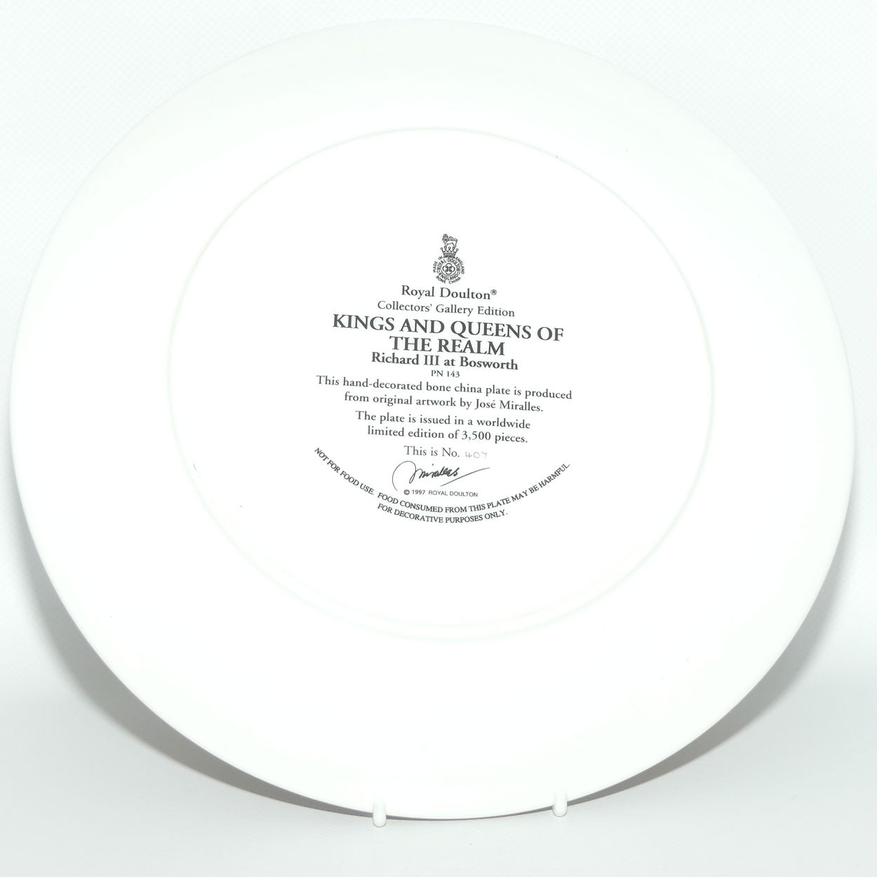 Royal Doulton Kings and Queens of the Realm PN143 plate | Richard III at Bosworth | LE 407