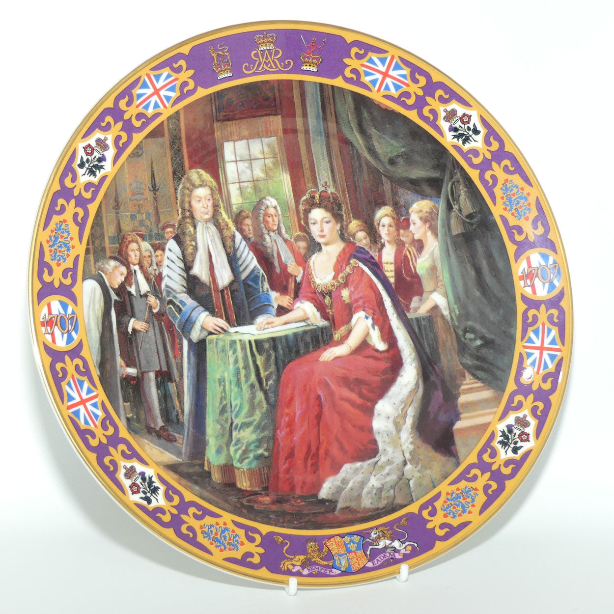 Royal Doulton Kings and Queens of the Realm PN162 plate | Queen Anne signing the Act of Union | LE583