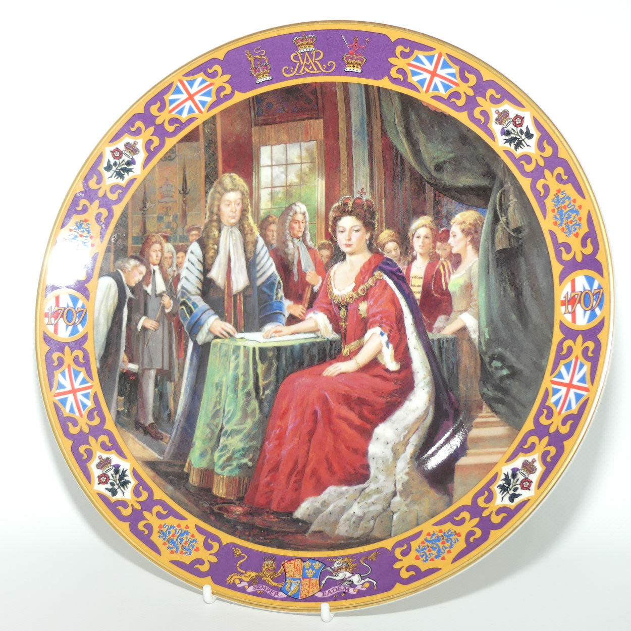 Royal Doulton Kings and Queens of the Realm PN162 plate | Queen Anne signing the Act of Union | LE583