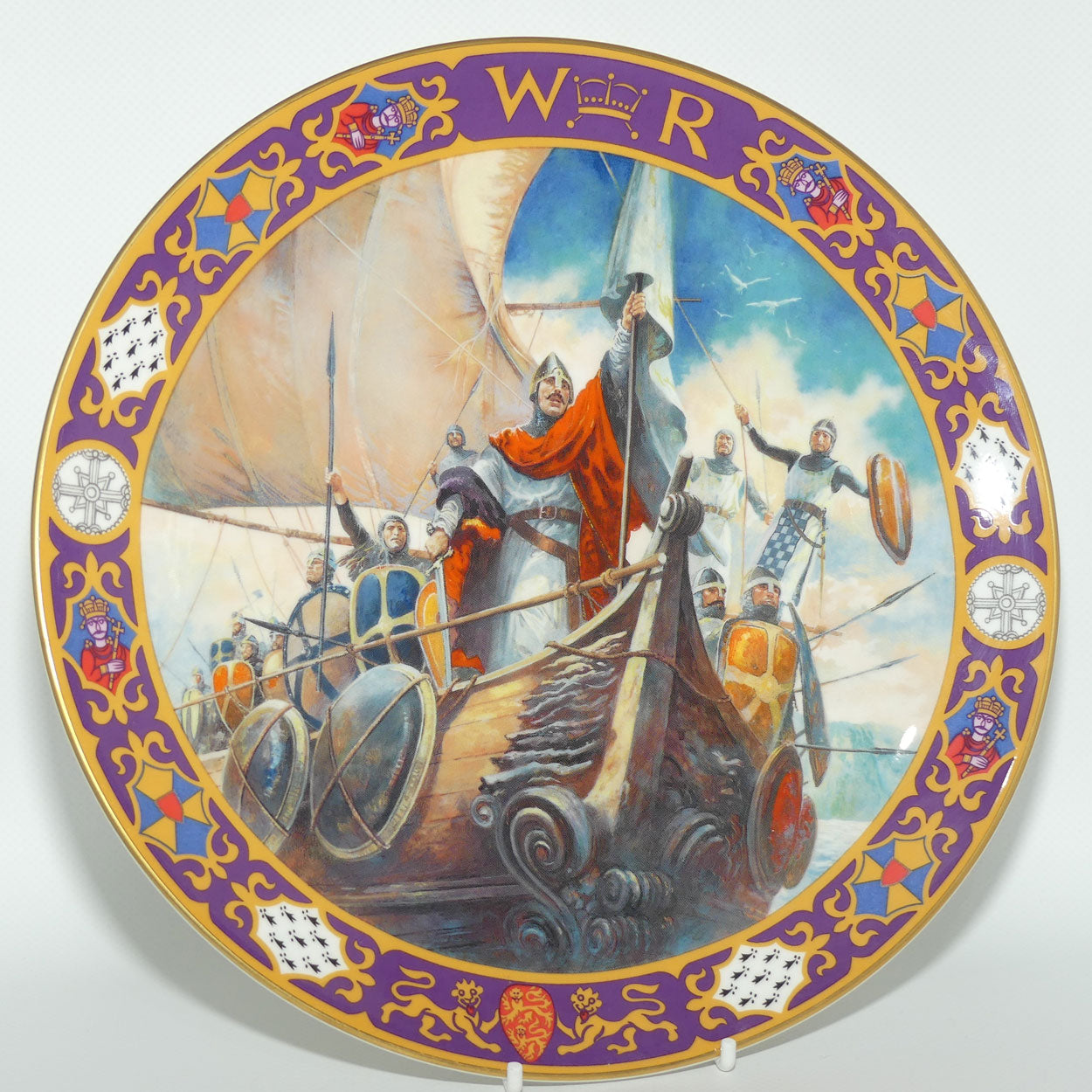 Royal Doulton Kings and Queens of the Realm PN191 plate | William the Conqueror arriving on the shores of England before the Battle of Hastings | LE 181