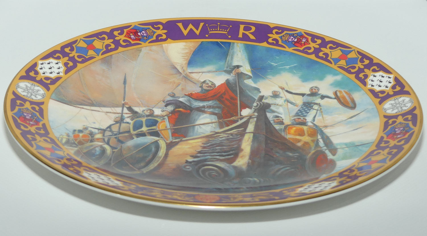 Royal Doulton Kings and Queens of the Realm PN191 plate | William the Conqueror arriving on the shores of England before the Battle of Hastings | LE 181