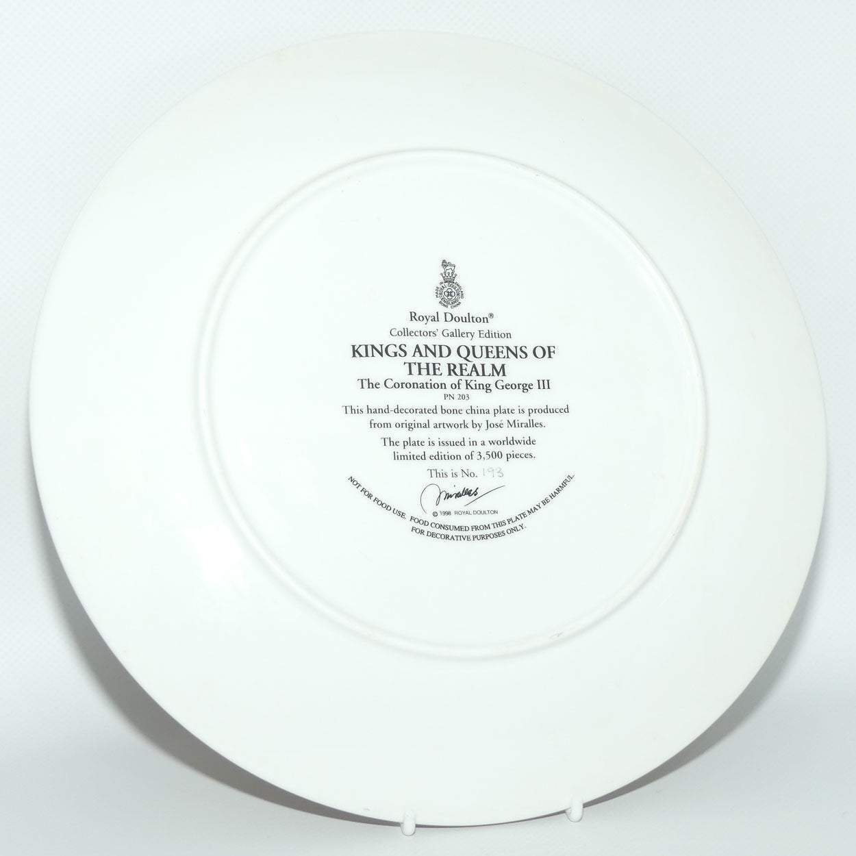 Royal Doulton Kings and Queens of the Realm PN203 plate | The Coronation of King George III | LE 193