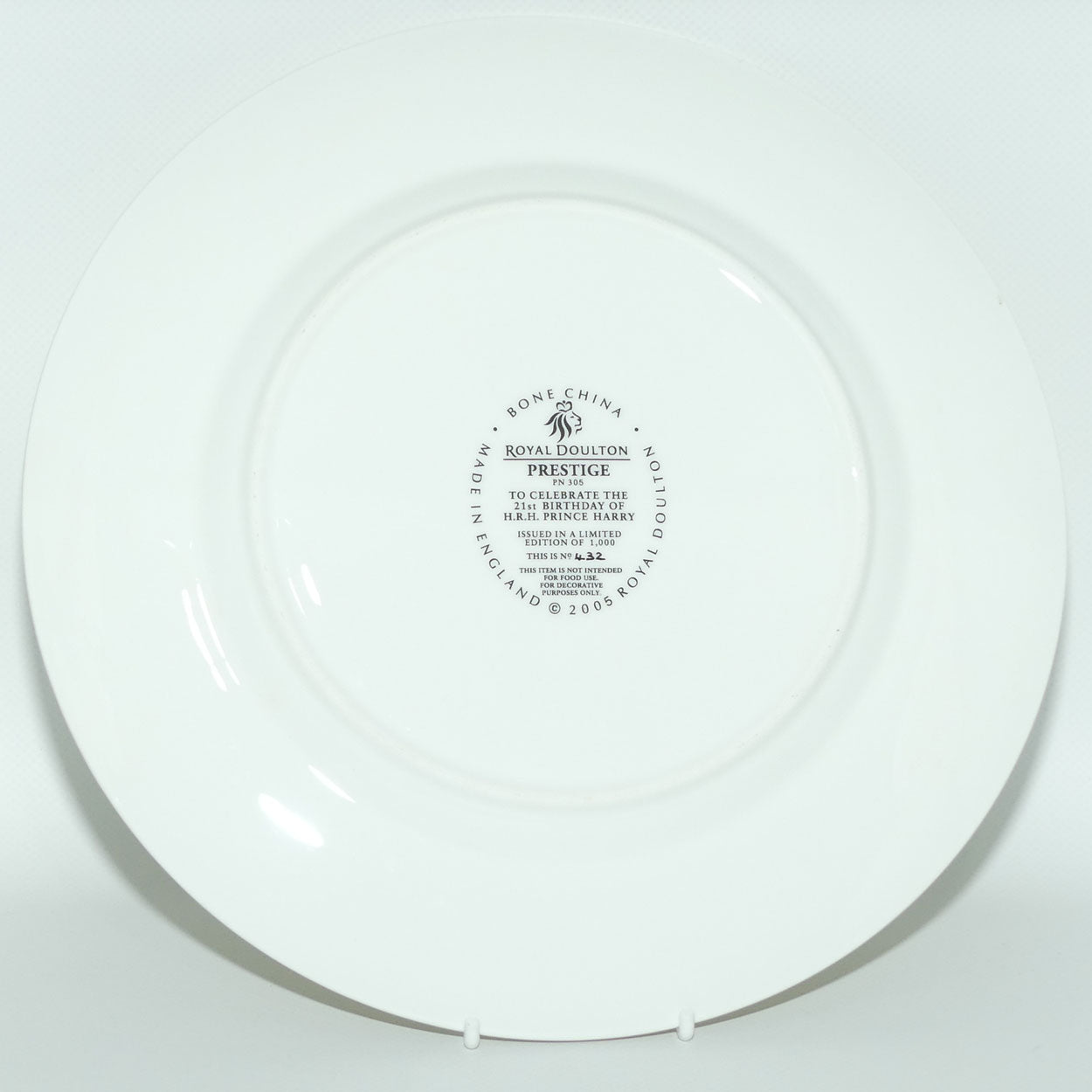 Royal Doulton Classics plate | PN305 HRH Prince Harry 21st Birthday | LE432/1000 | boxed