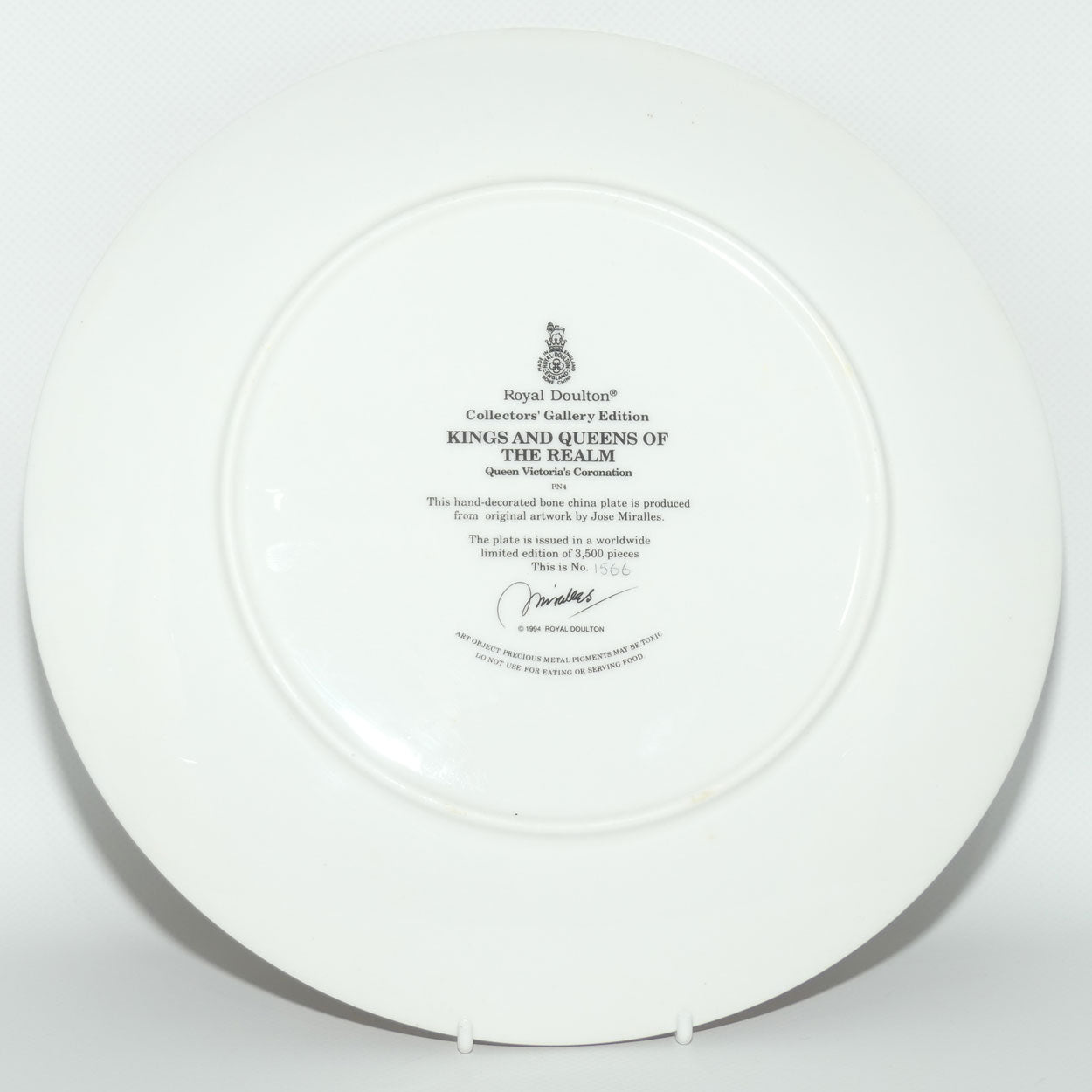 Royal Doulton Kings and Queens of the Realm PN4 plate | Queen Victoria's Coronation | LE1566