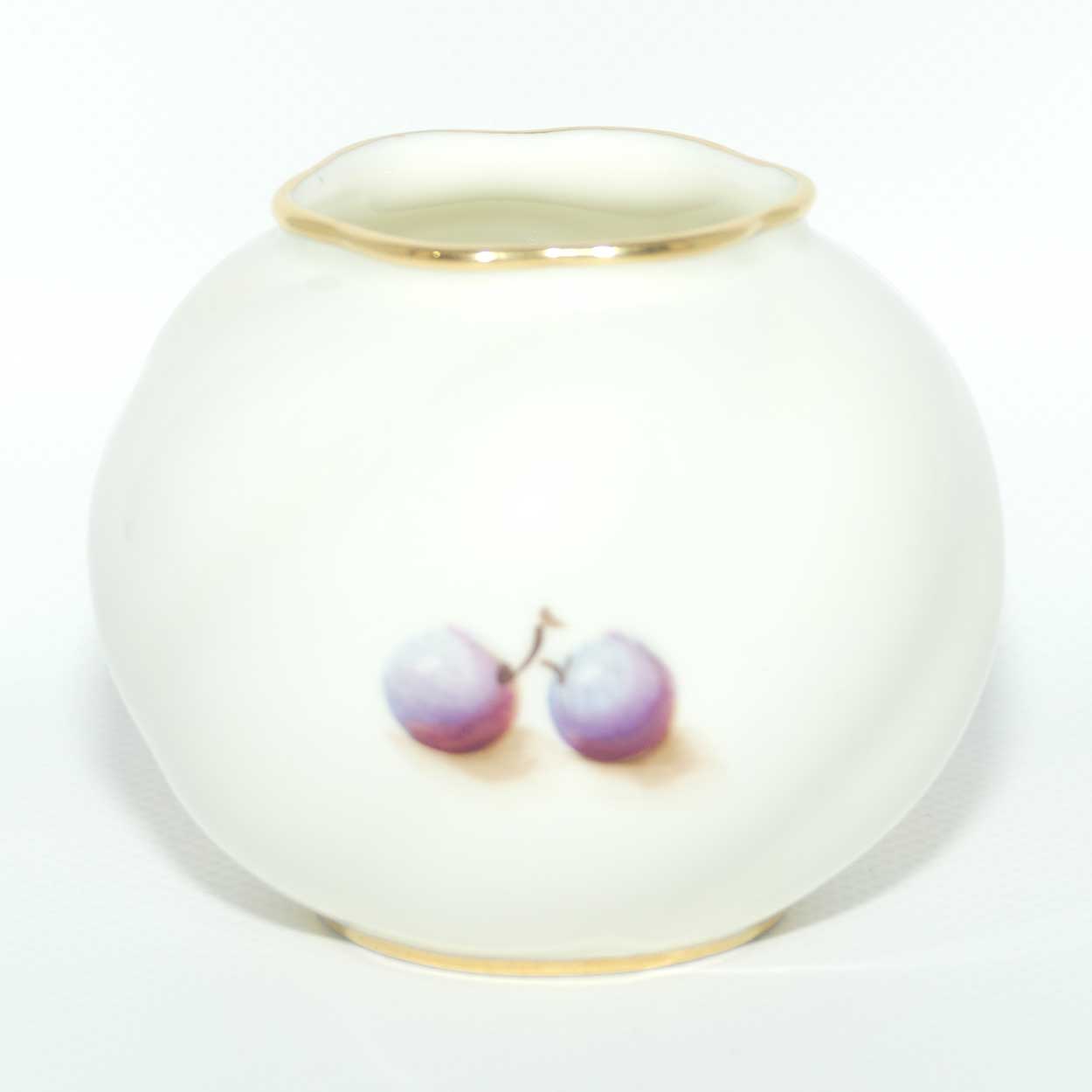 Royal Worcester hand painted fruit miniature ball vase | Shape G161 | William Roberts