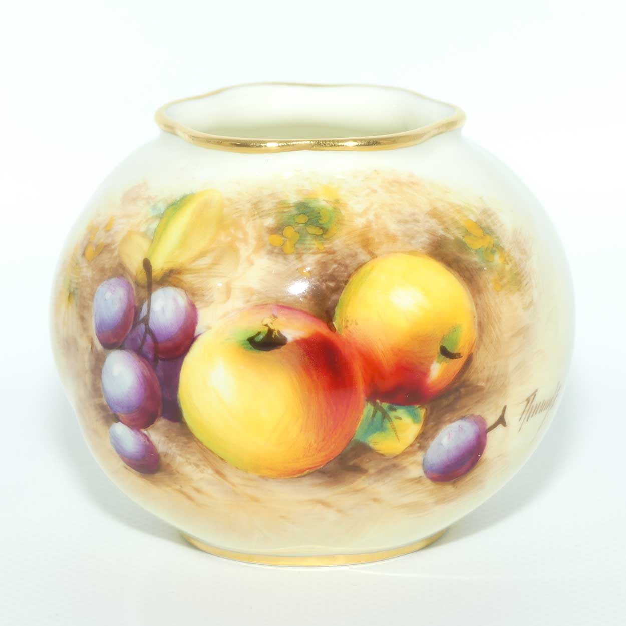 Royal Worcester hand painted fruit miniature ball vase | Shape G161 | William Roberts