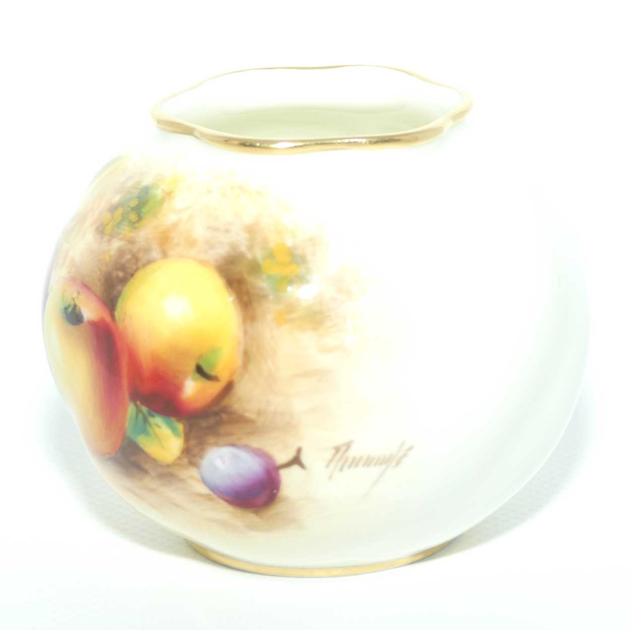 Royal Worcester hand painted fruit miniature ball vase | Shape G161 | William Roberts