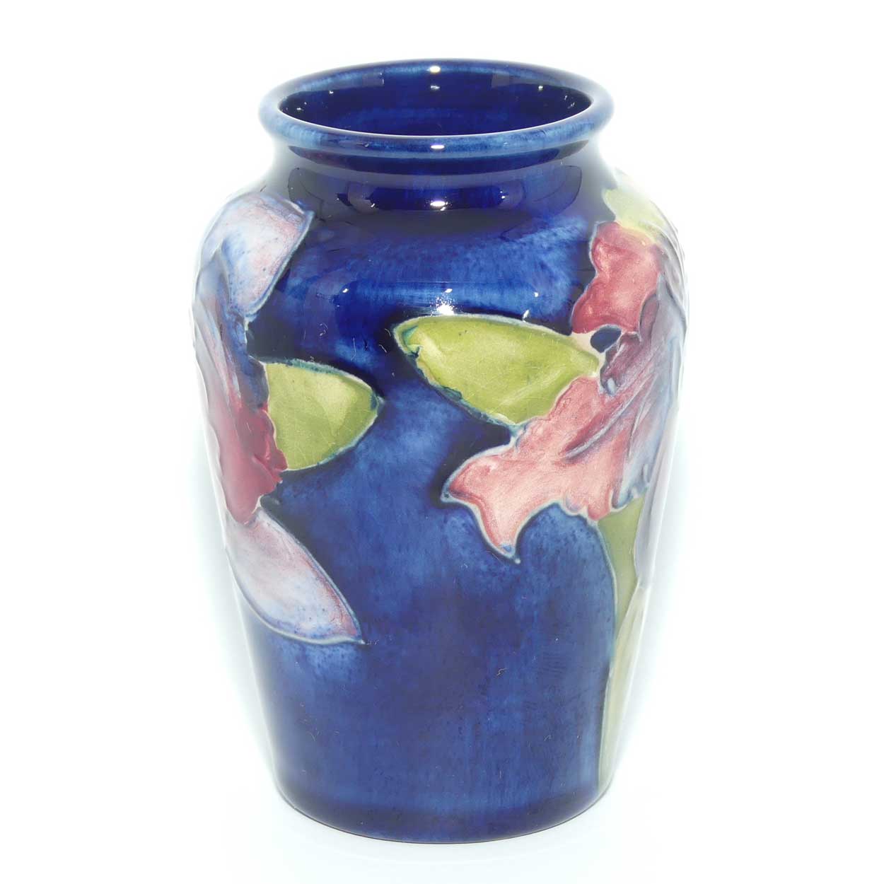 Walter Moorcroft Orchid on Blue Ground small vase | Shape 18/3