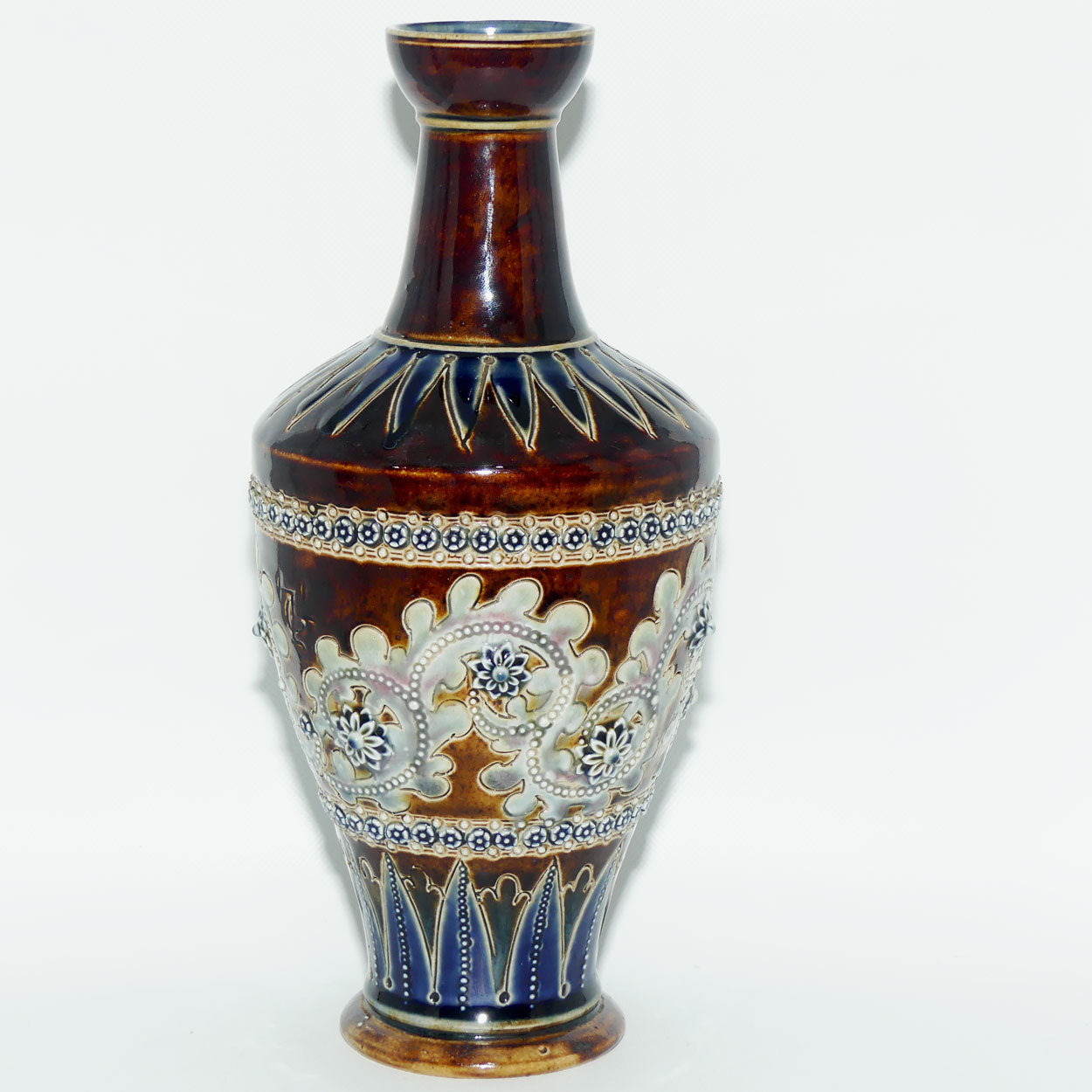 Doulton Lambeth George Tinworth Brown and Blue vase c.1876