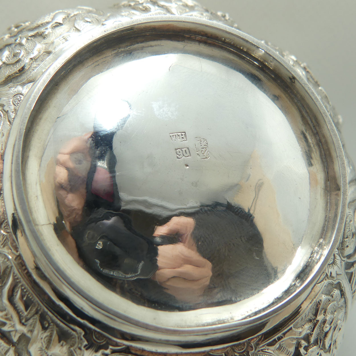 Chinese Export Silver bowl | Early 20th Century | Superbly Decorated with 8 panels | Wang Hing and Co | 200g