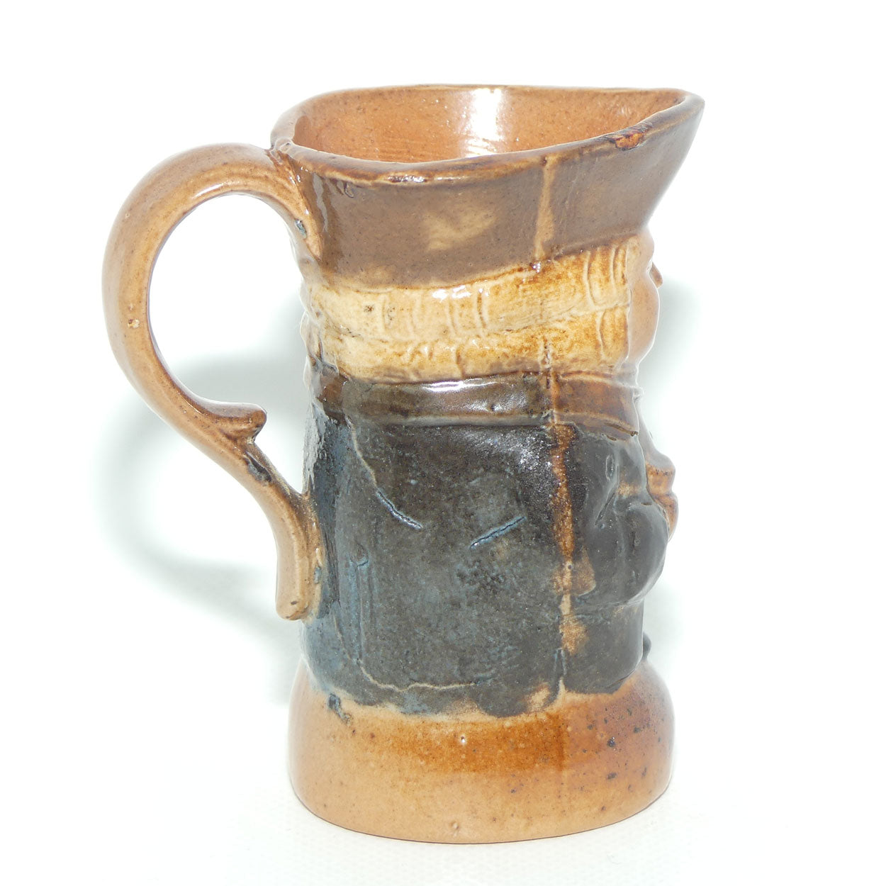 X8572 Royal Doulton Lambeth Harry Simeon The Standing Man Miniature toby | Sombre Face, Brown Waistcoat, Blue Jacket