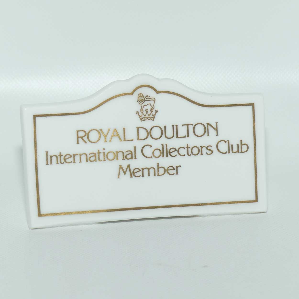 A Royal Doulton figurine International Collectors Club Member display plaque
