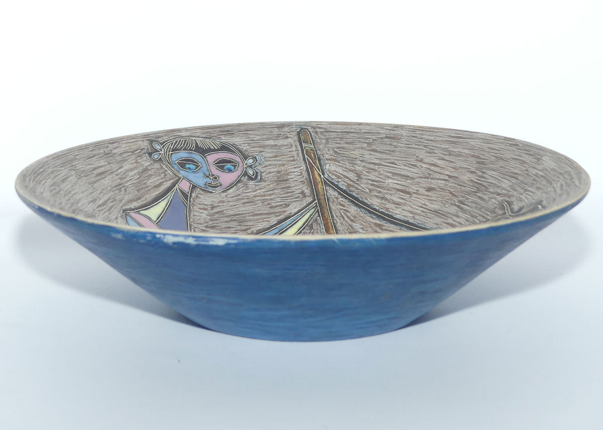 Marcello Fantoni Italy Bowl | Sgraffito figurative work | Mid Century Design