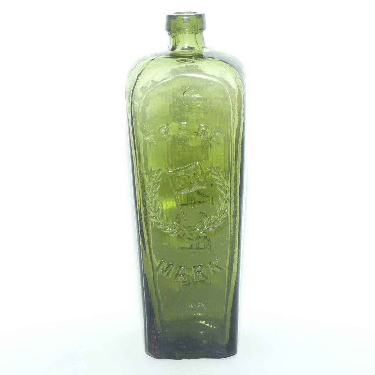 Antique African T Co L Embossed Flag in Wreath Dutch Gin Case Bottle