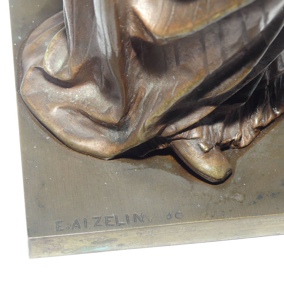 French Bronze entitled Jolie Couseuse | The Pretty Seamstress by Eugene-Antoine Aizelin