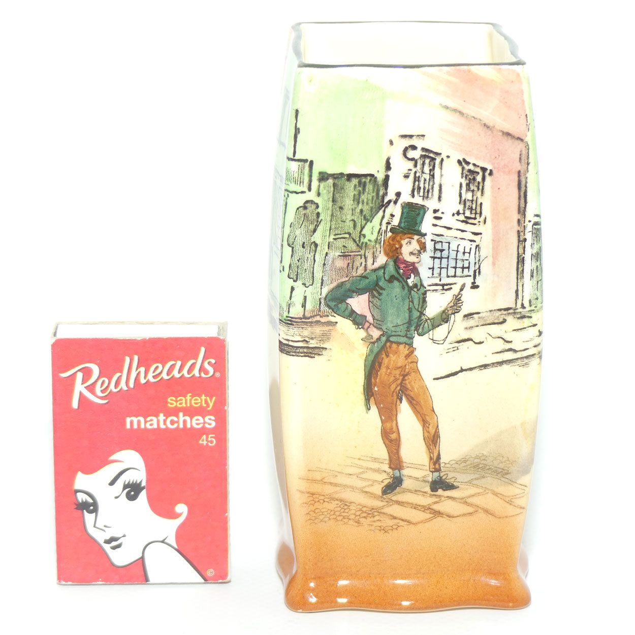 Royal Doulton Dickens Alfred Jingle small rectangle vase D5175
