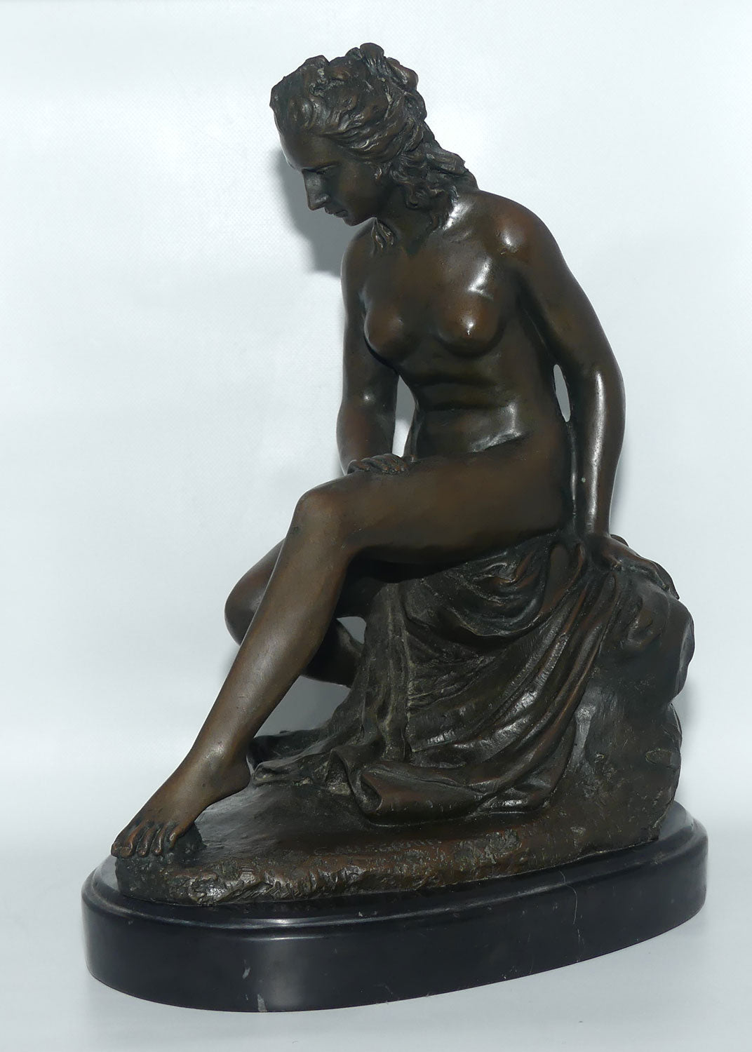 Bronze sculpture of a nude La Baigneuse by Christophe-Gabriel Allegrain | French Foundry Marked