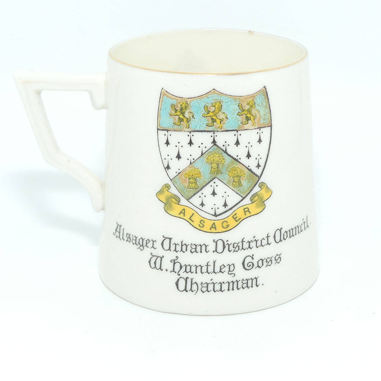 WH Goss King George V Queen Mary commemorative mug | Alsager Urban District Council