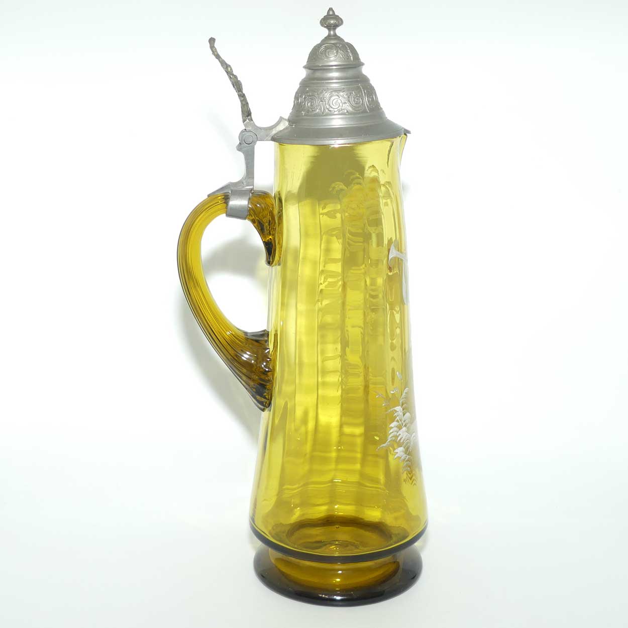 Very large Amber glass Mary Gregory Stein | Cavalier sounding Horn | minor fault