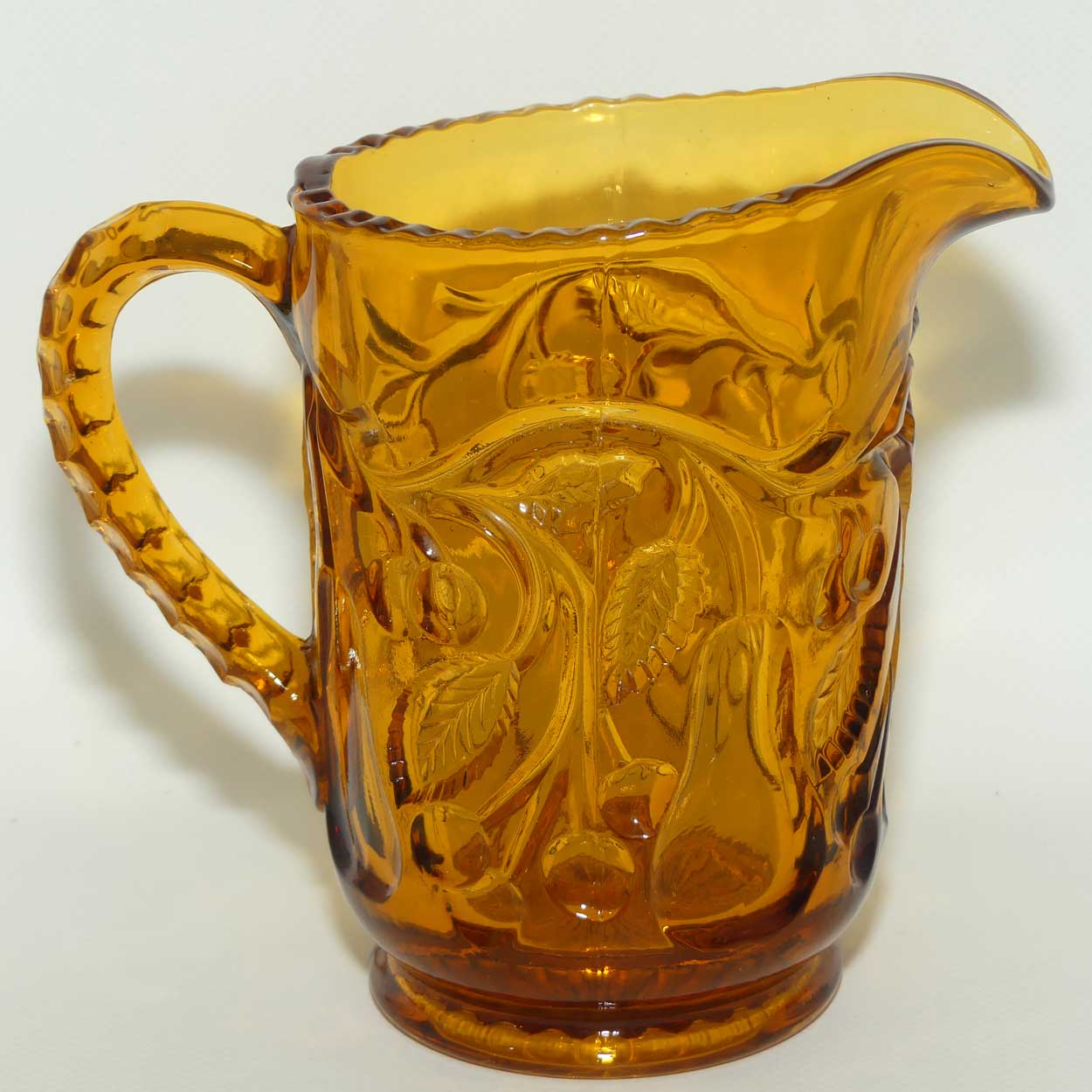 Depression Glass | Amber Glass jug | Pears and Cherries design