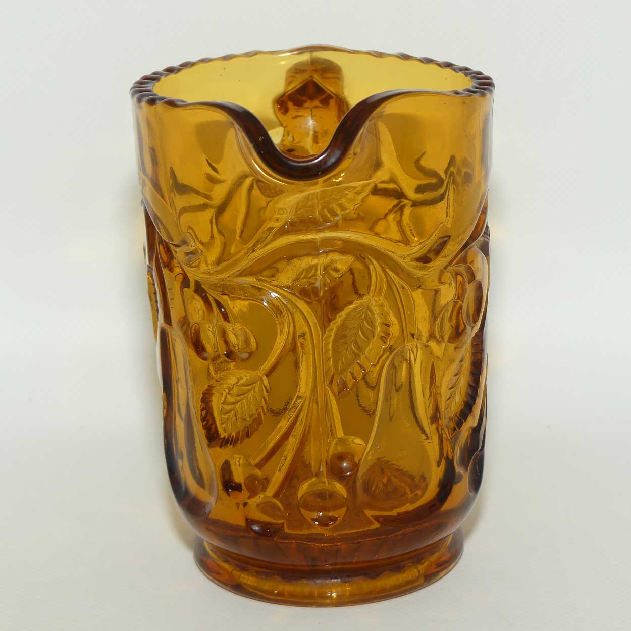 Depression Glass | Amber Glass jug | Pears and Cherries design