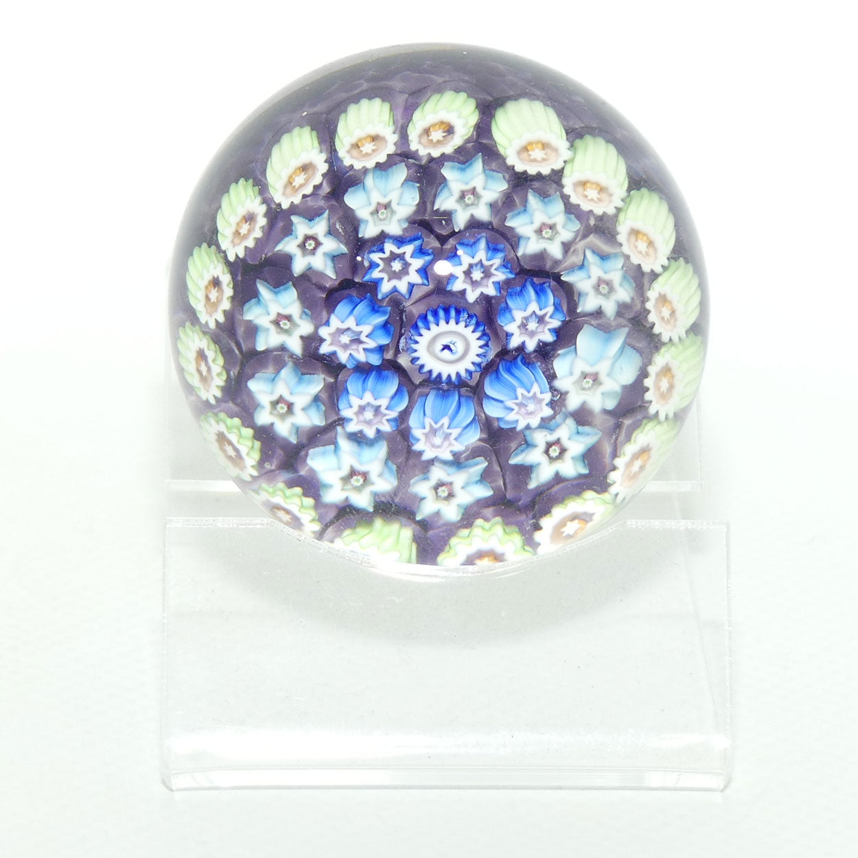John Deacons Scotland Millefiori Silhouette Cane miniature paperweight | Amethyst