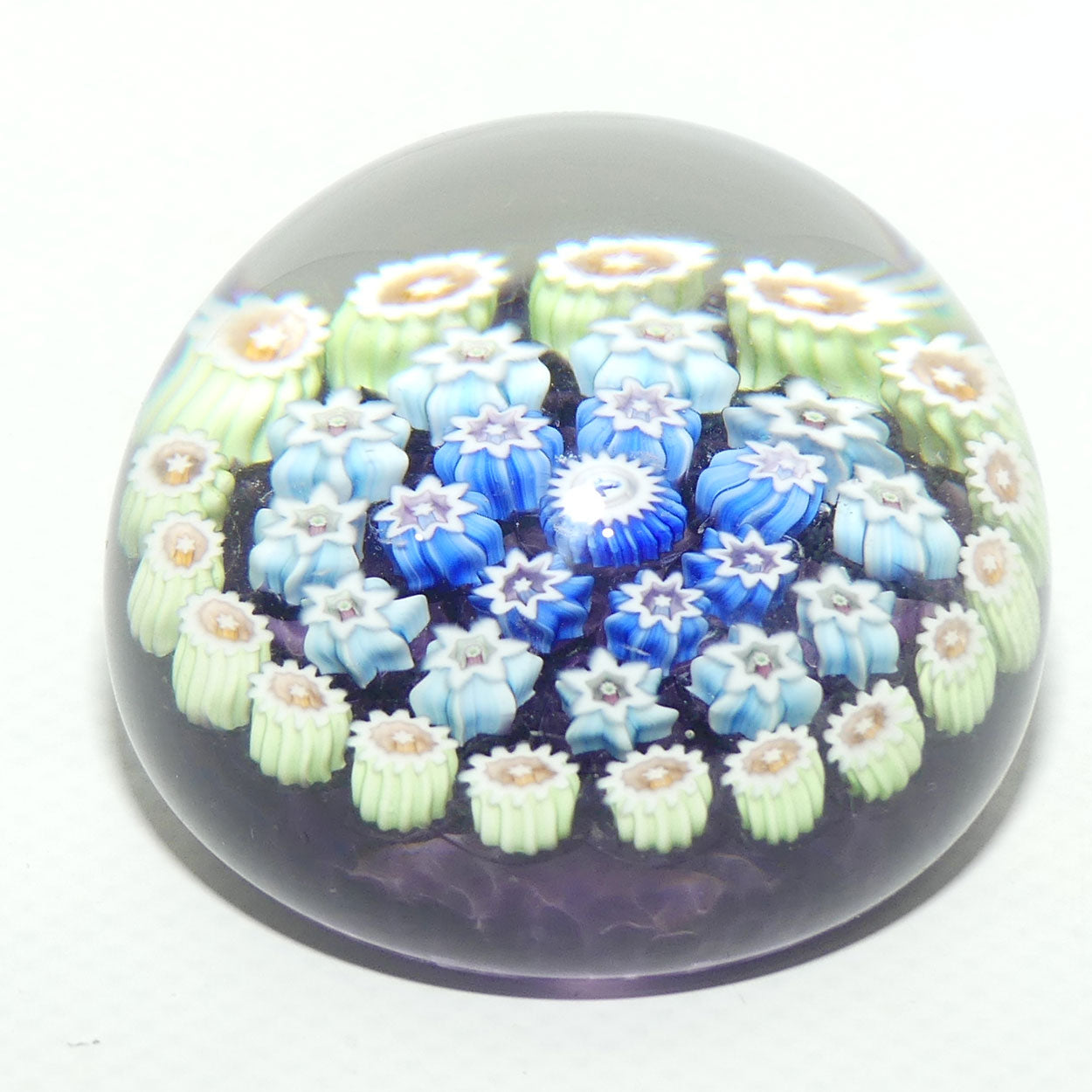 John Deacons Scotland Millefiori Silhouette Cane miniature paperweight | Amethyst